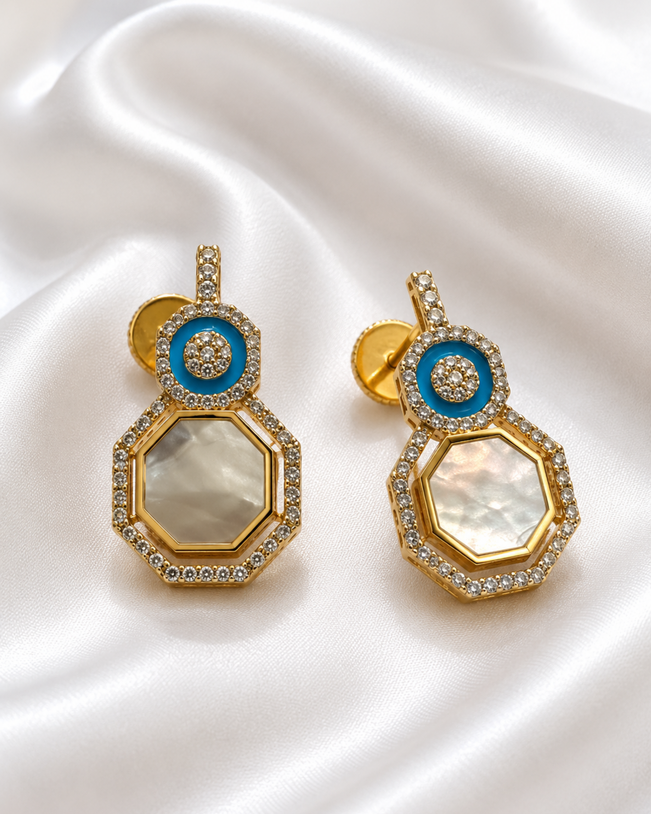 Azure Halo Mother of Pearl Statement Earrings
