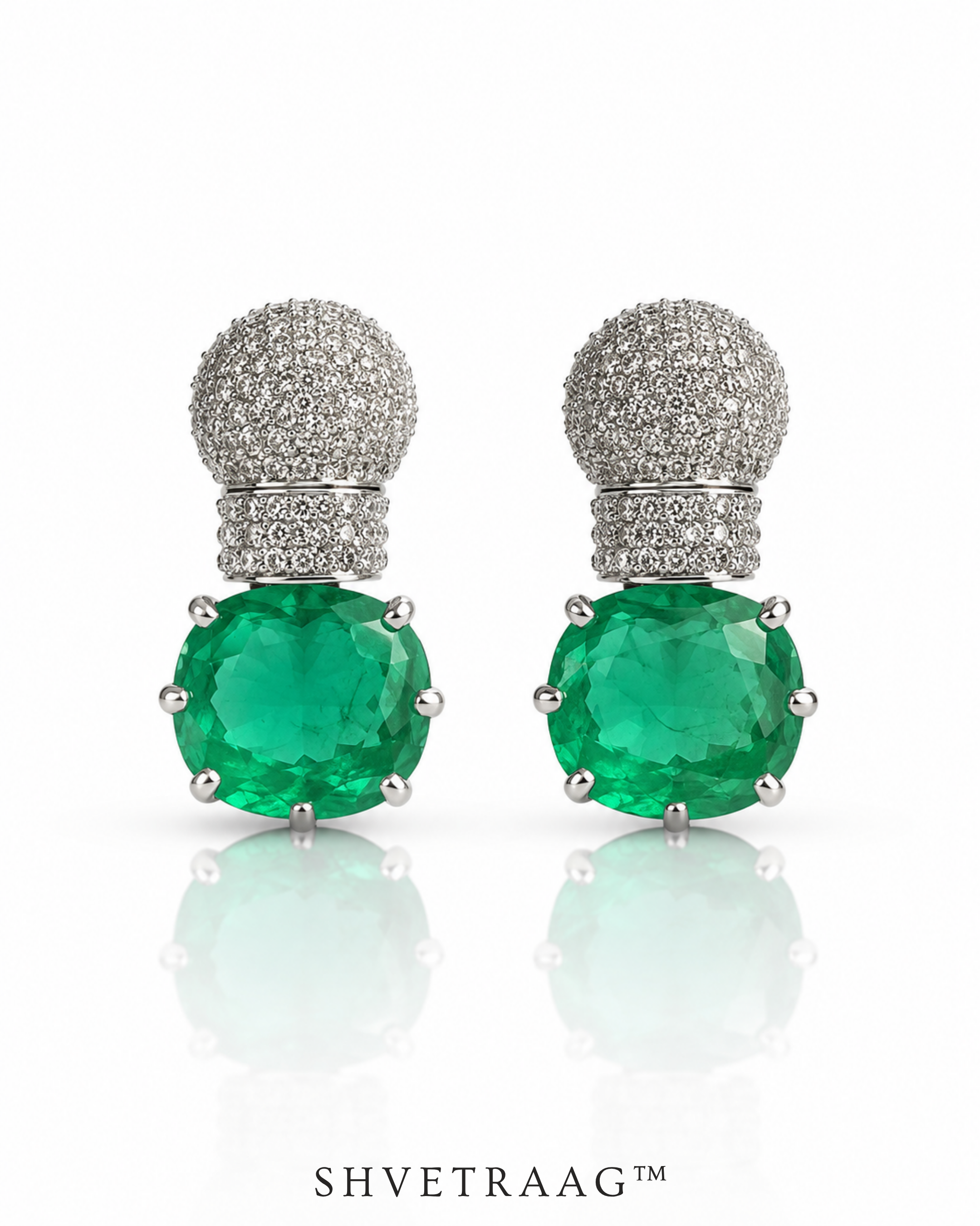 Emerald Radiance Silver Drop Earrings