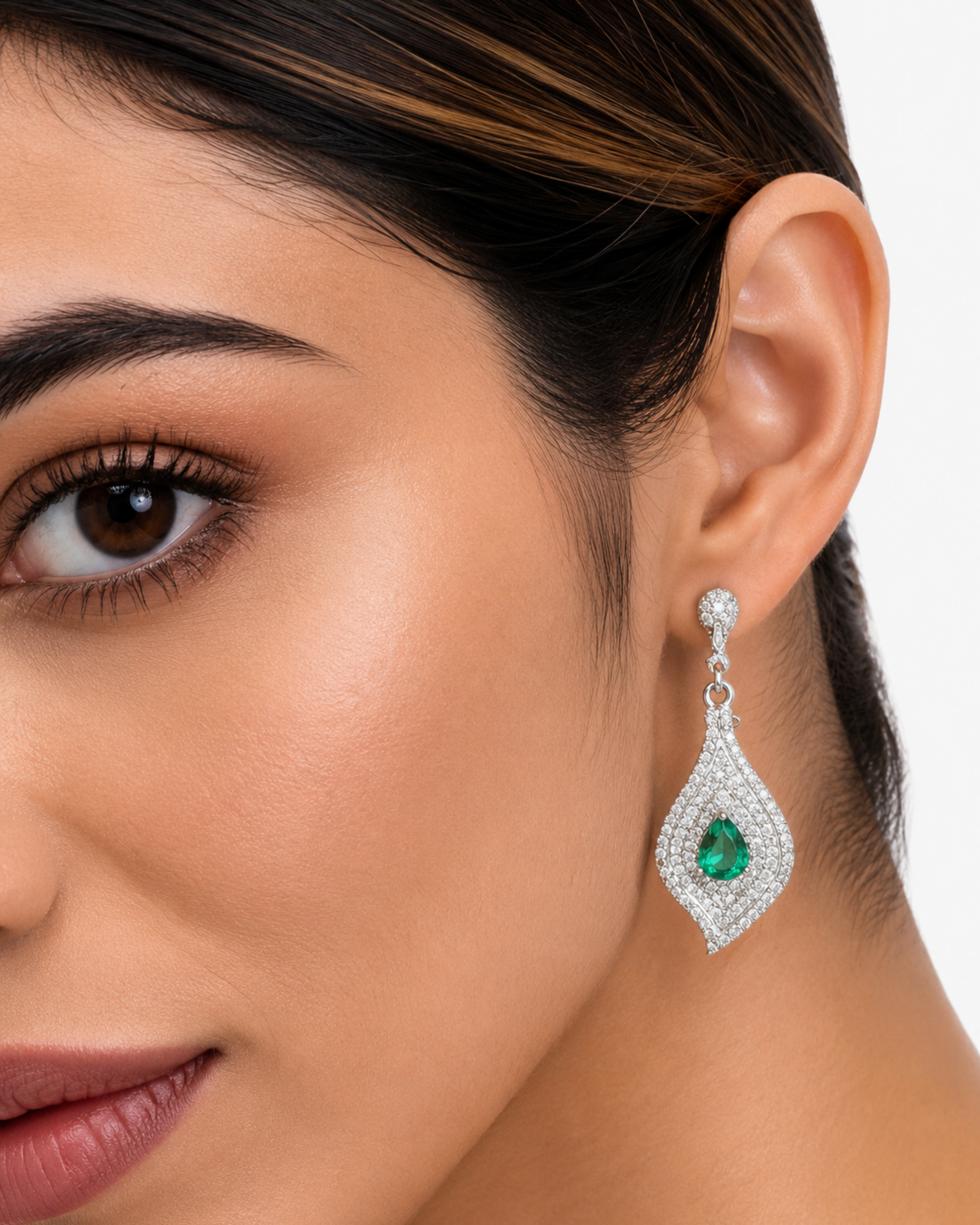 Verdant Grace Silver Leaf Drop Earrings