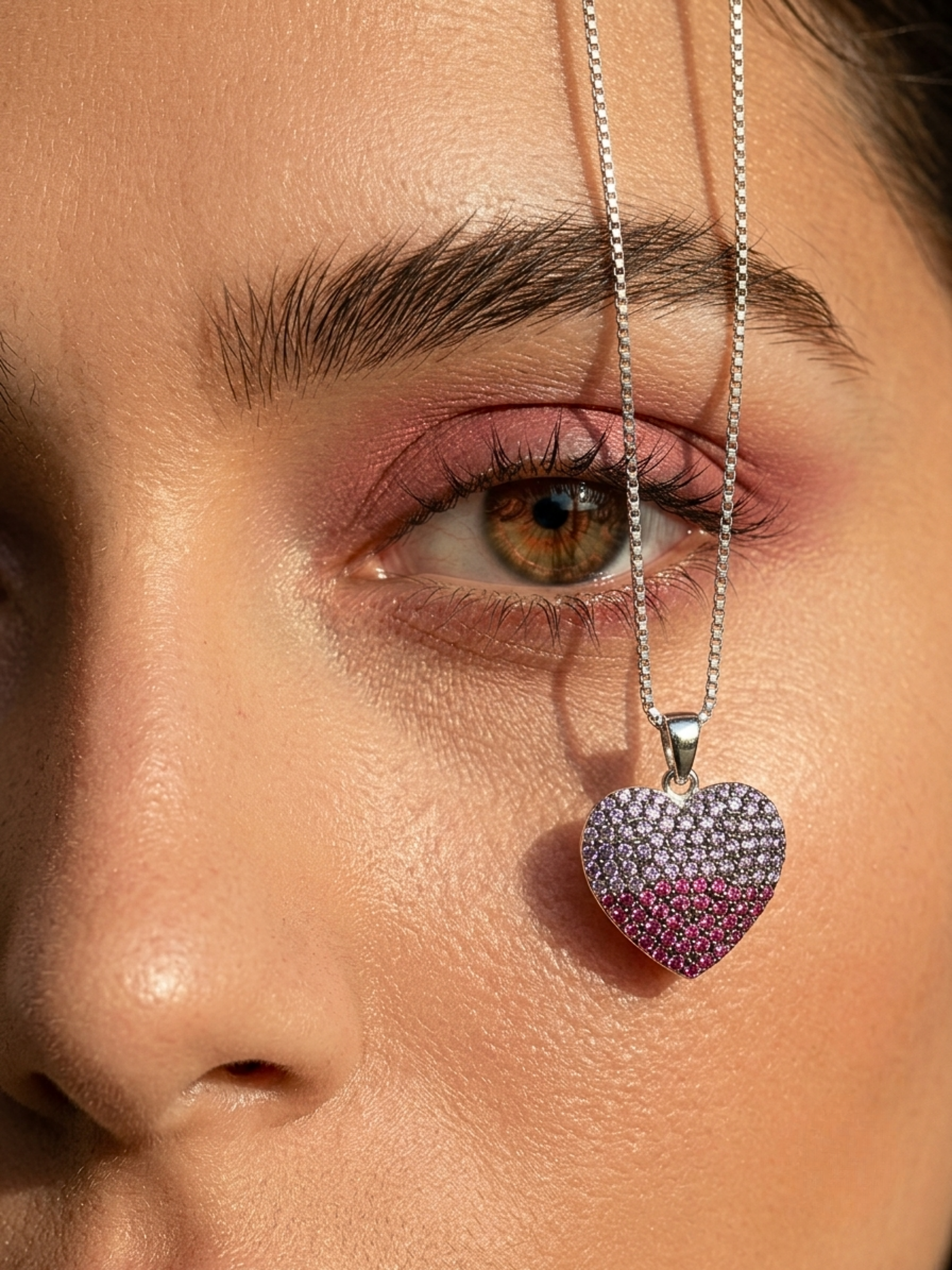 Pink Crystal Heart Pendant