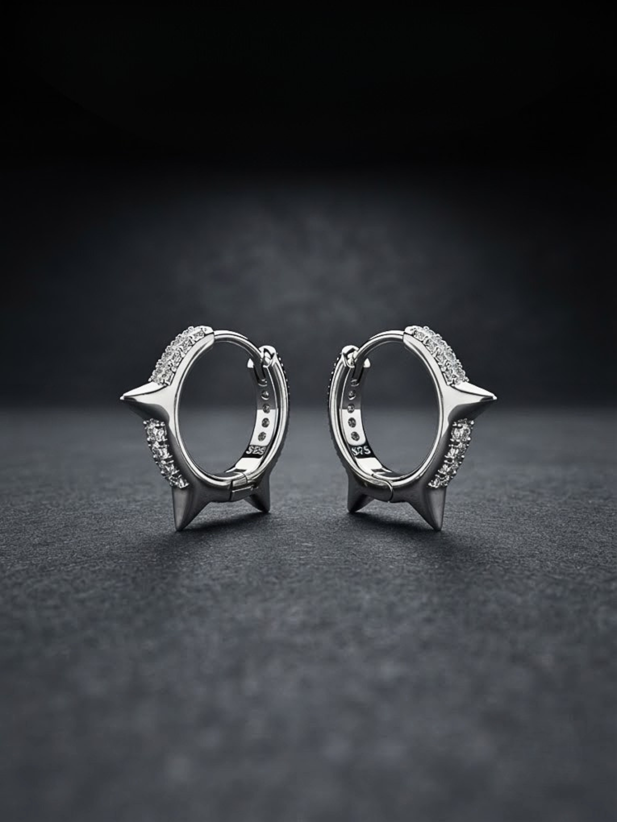 Shvetraag 92.5 Sterling Silver Star Hoop Earrings for Women