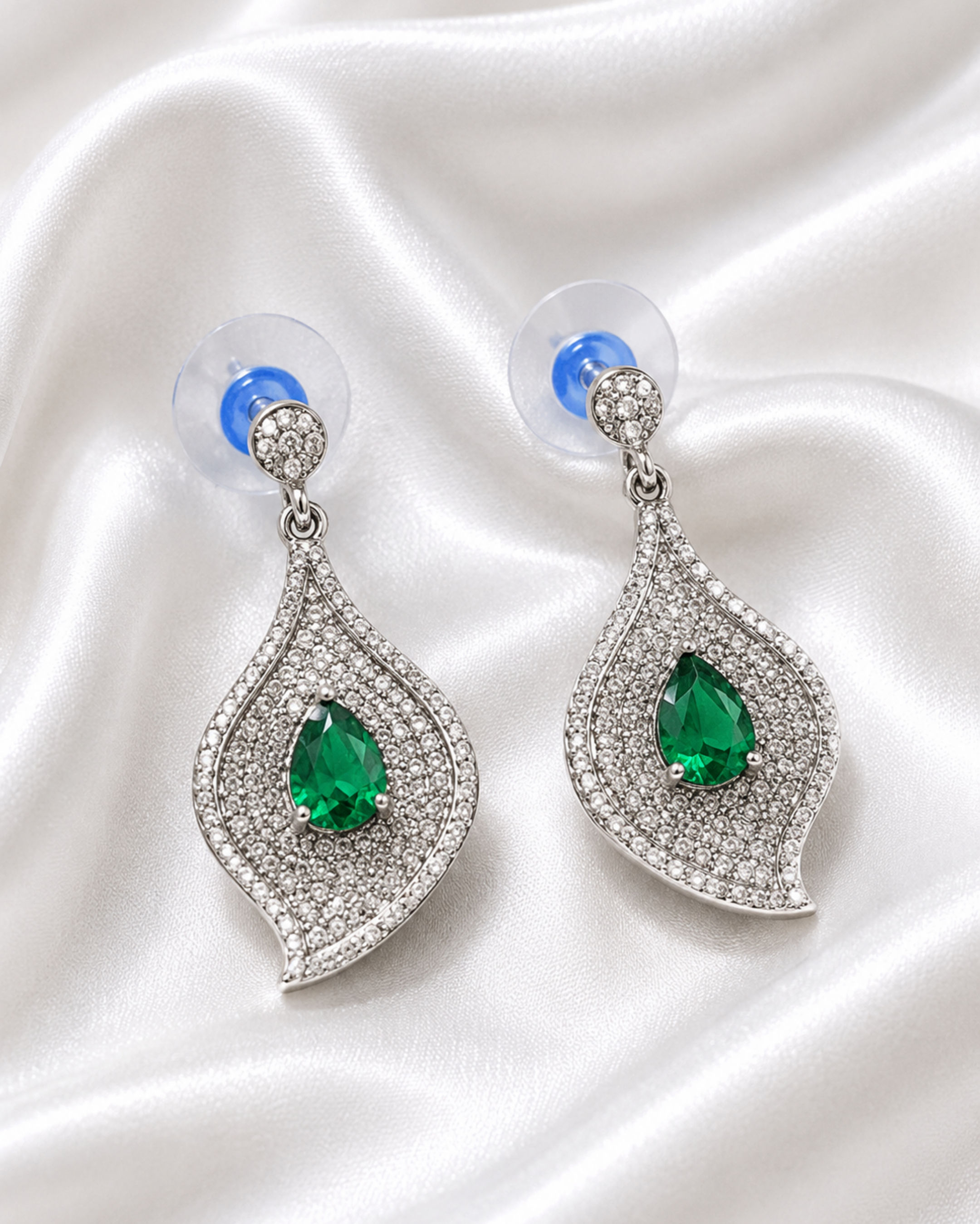 Verdant Grace Silver Leaf Drop Earrings