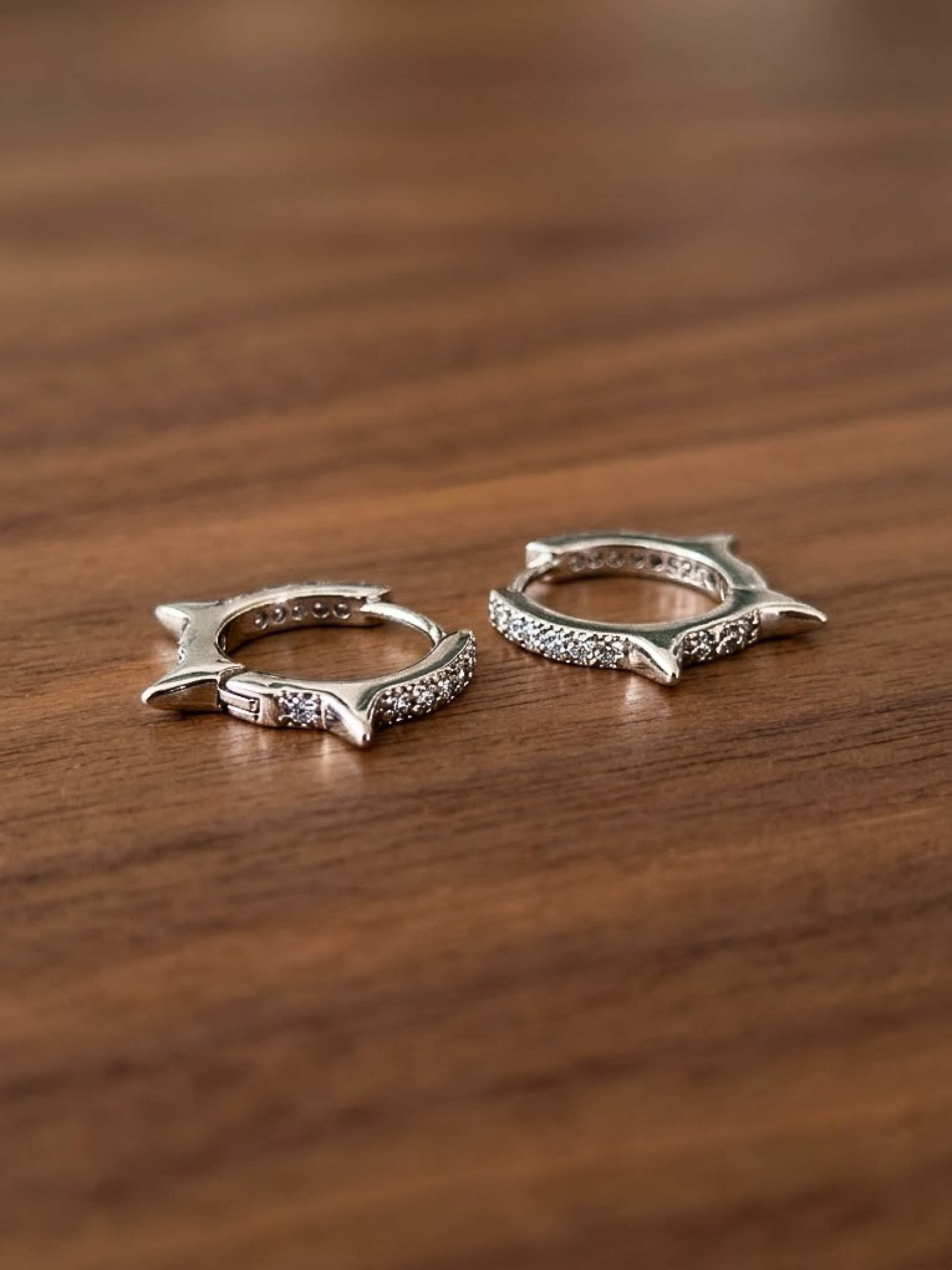 Shvetraag 92.5 Sterling Silver Star Hoop Earrings for Women