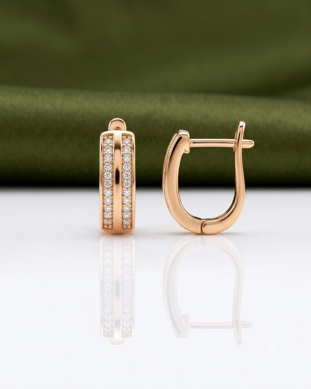 Aurora Pavé Rose Gold Hoop Earrings