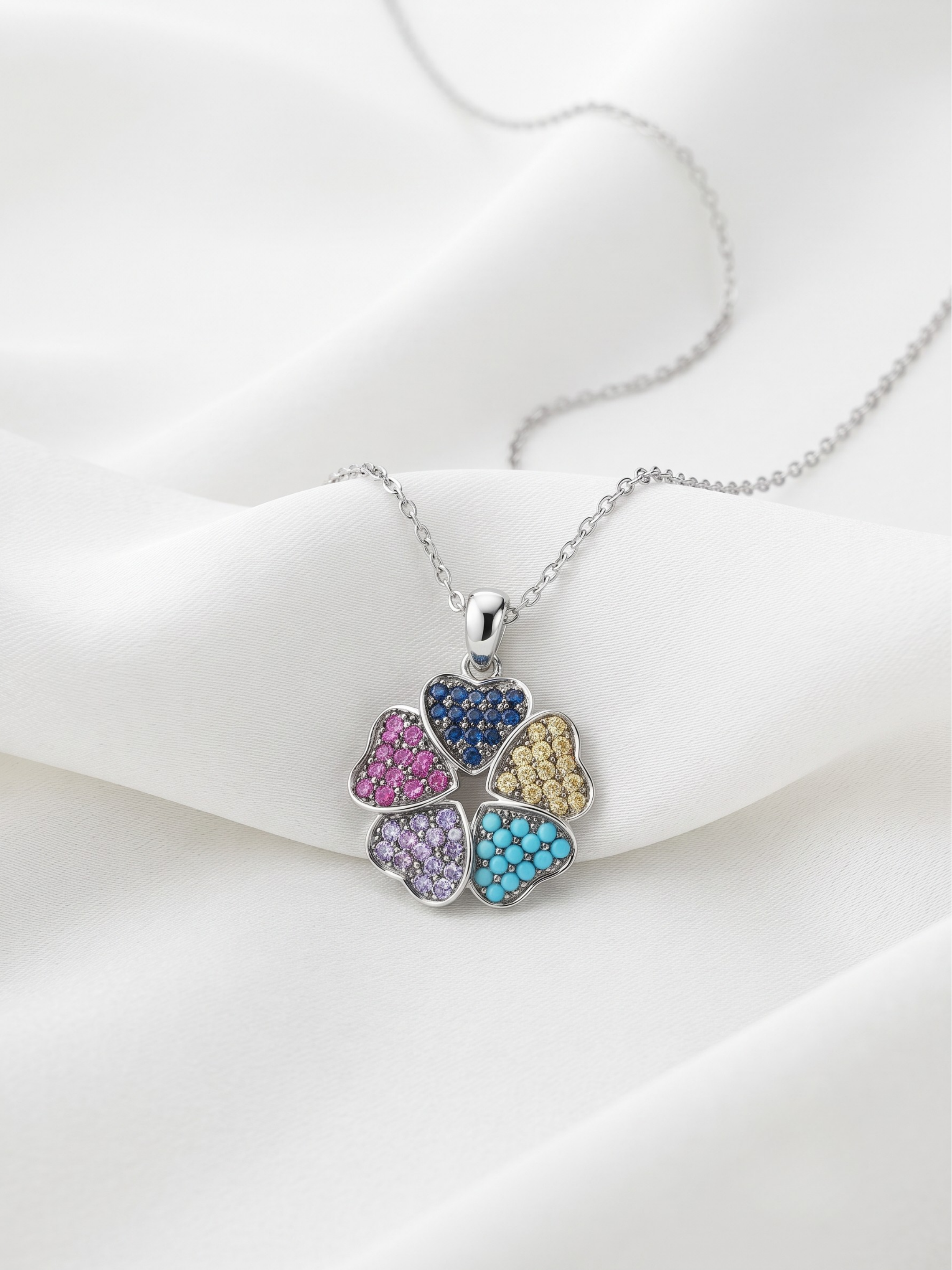 Radiant Five Hearts Crystal Pendant Charm