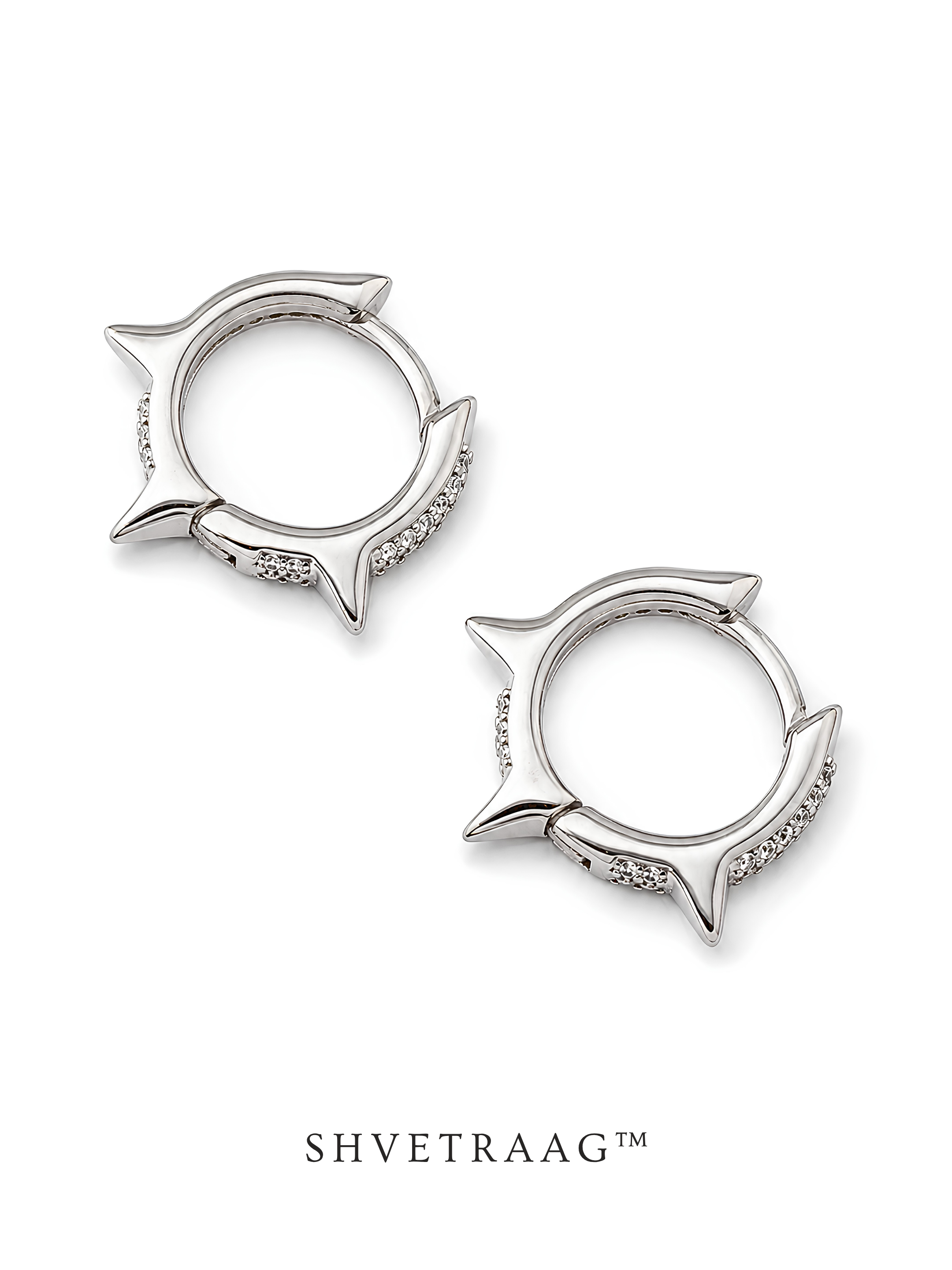 Shvetraag 92.5 Sterling Silver Star Hoop Earrings for Women