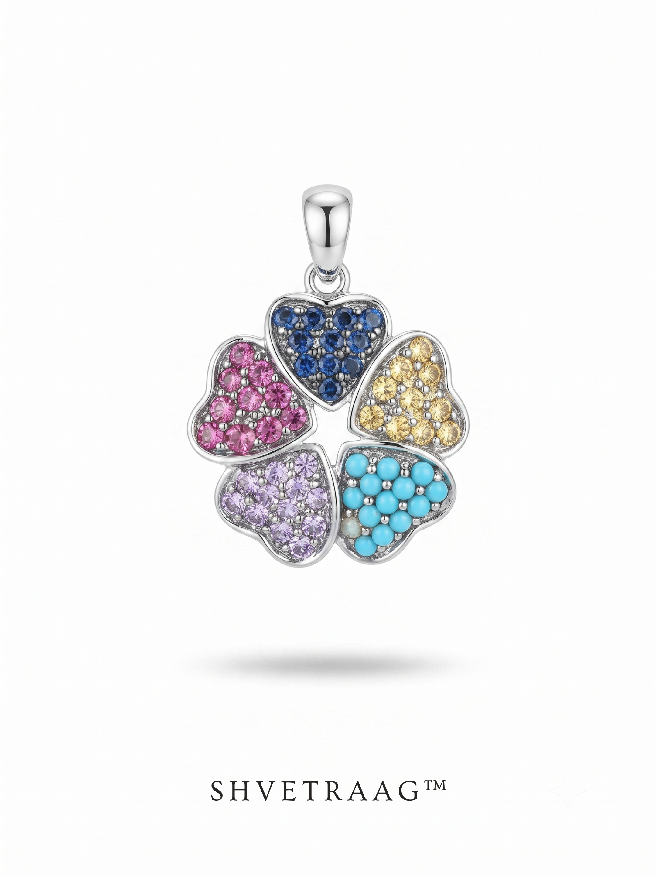 Radiant Five Hearts Crystal Pendant Charm