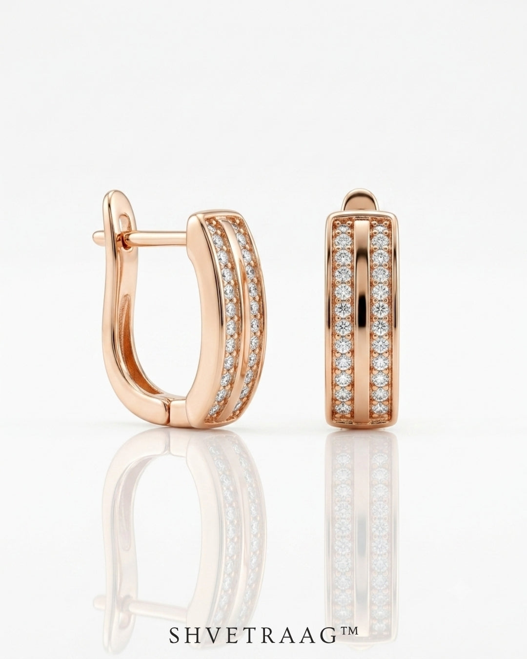 Aurora Pavé Rose Gold Hoop Earrings