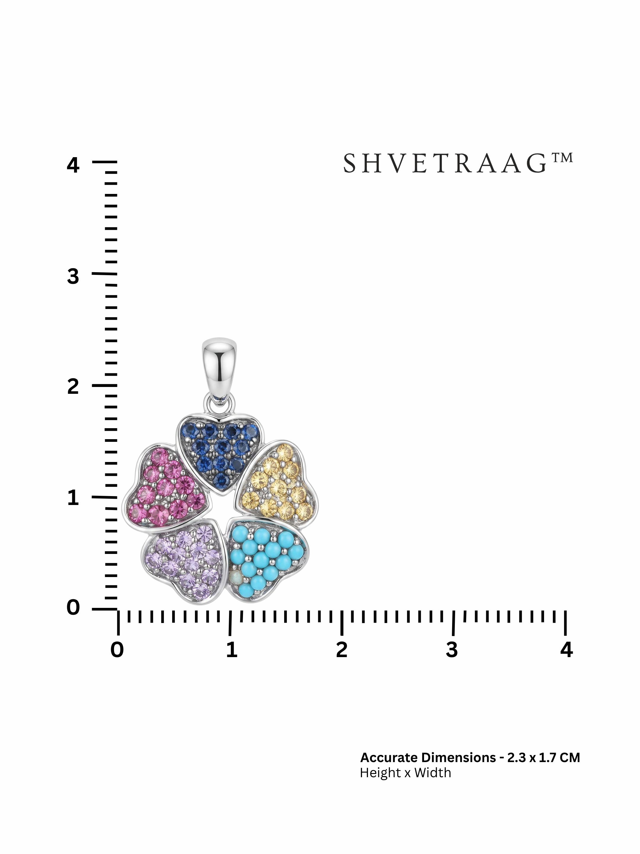 Radiant Five Hearts Crystal Pendant Charm