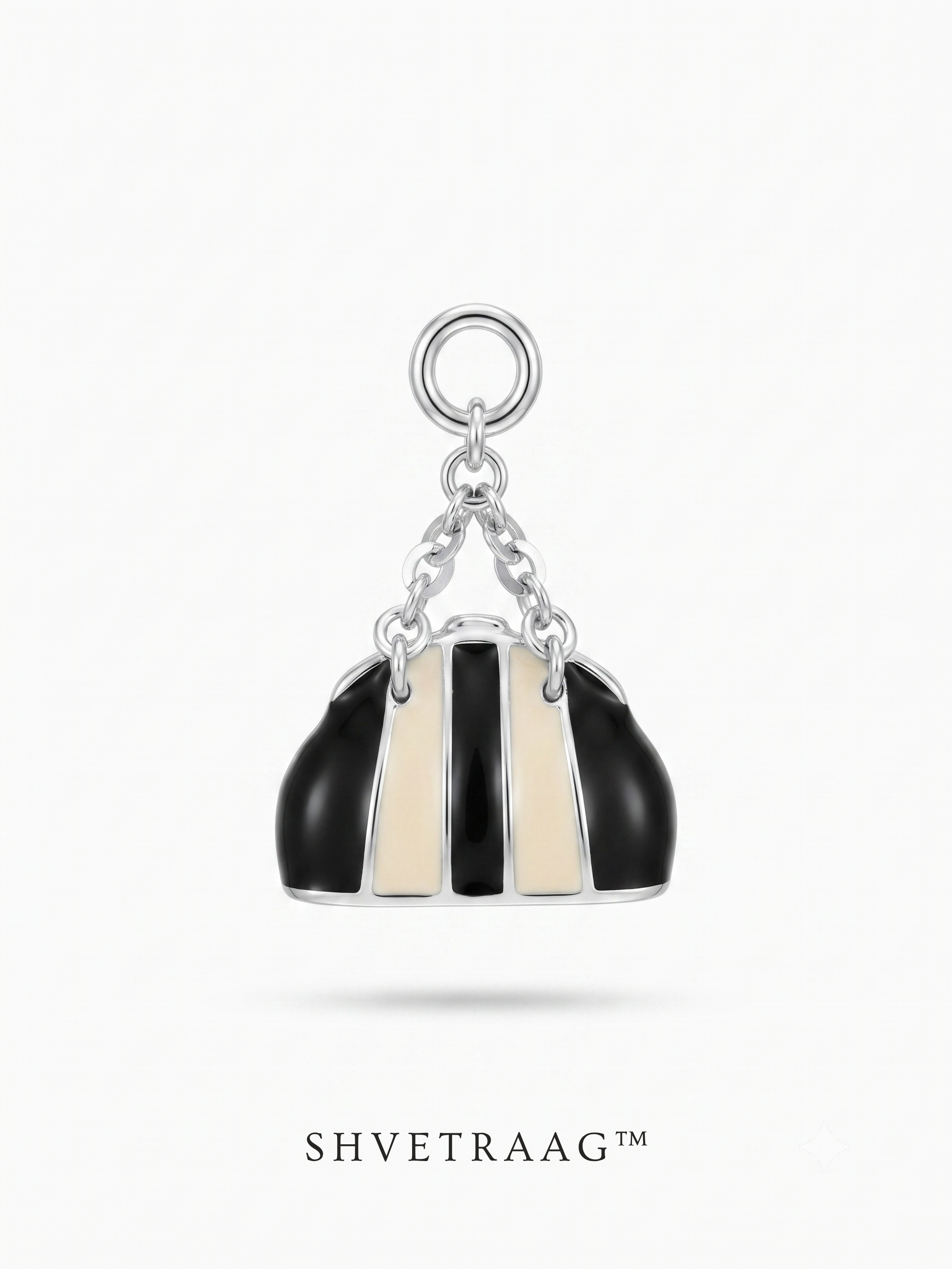 Noir Éclat Striped Silver Pendant
