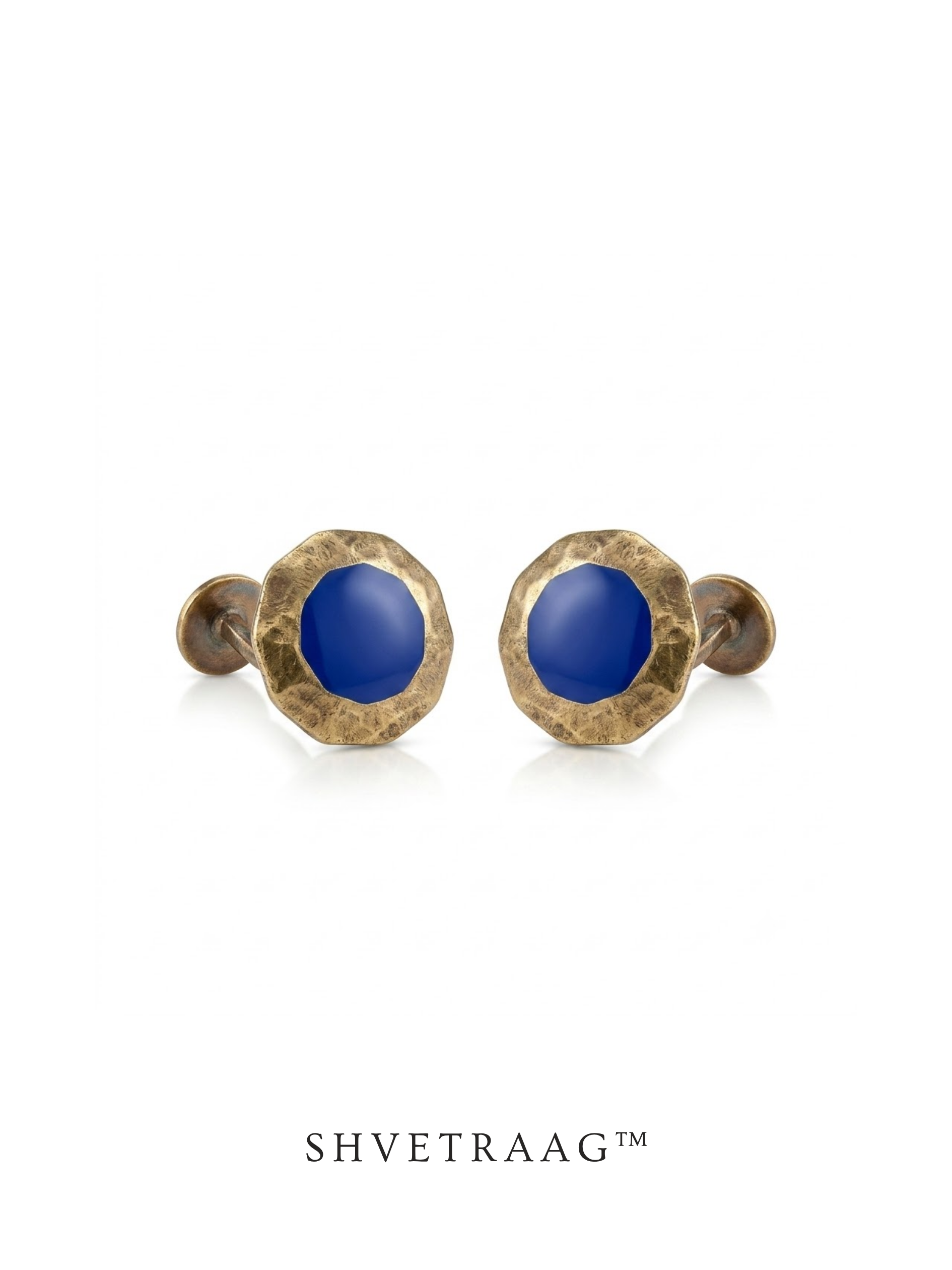 Shvetraag 92.5 Sterling Silver Lapis Lazuli Gold Plated Cufflinks for Men