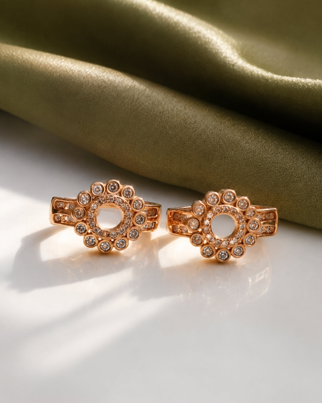 Celeste Halo Rose Gold Hoop Earrings