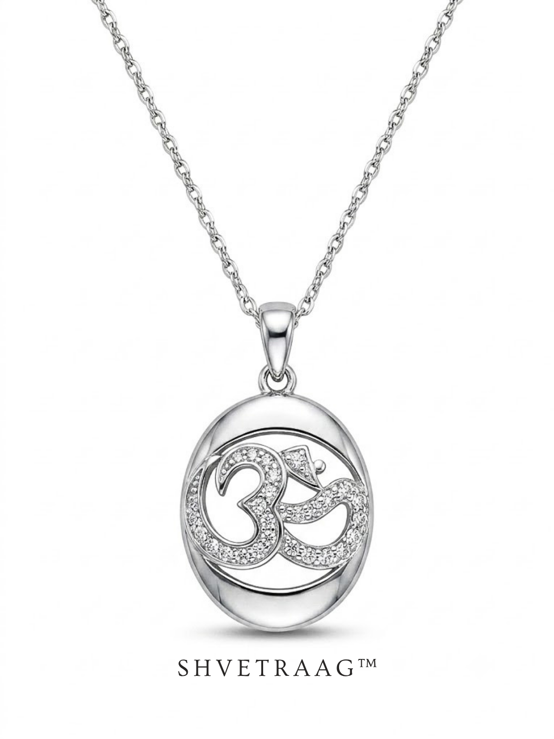 Divine Om CZ Silver Pendant Necklace