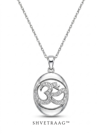 Divine Om CZ Silver Pendant Necklace
