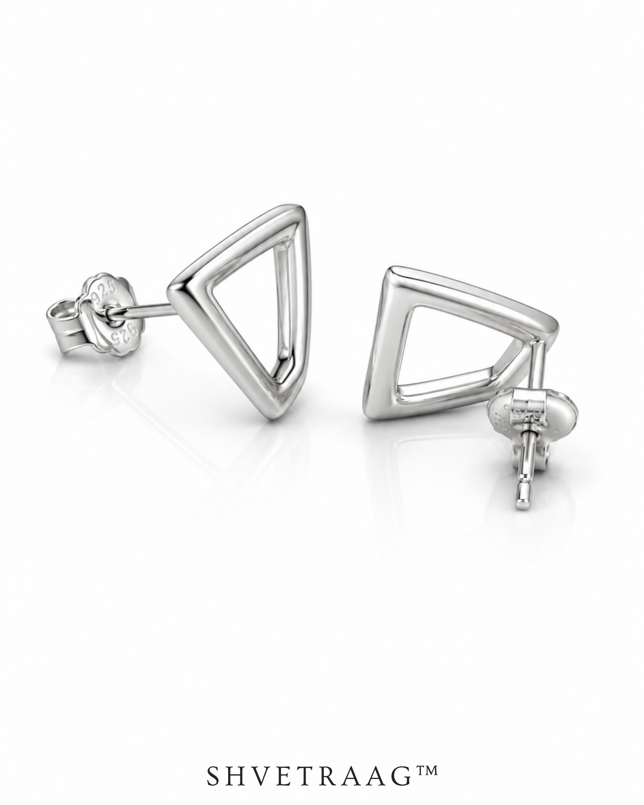 Nova Open Frame Silver Stud Earrings