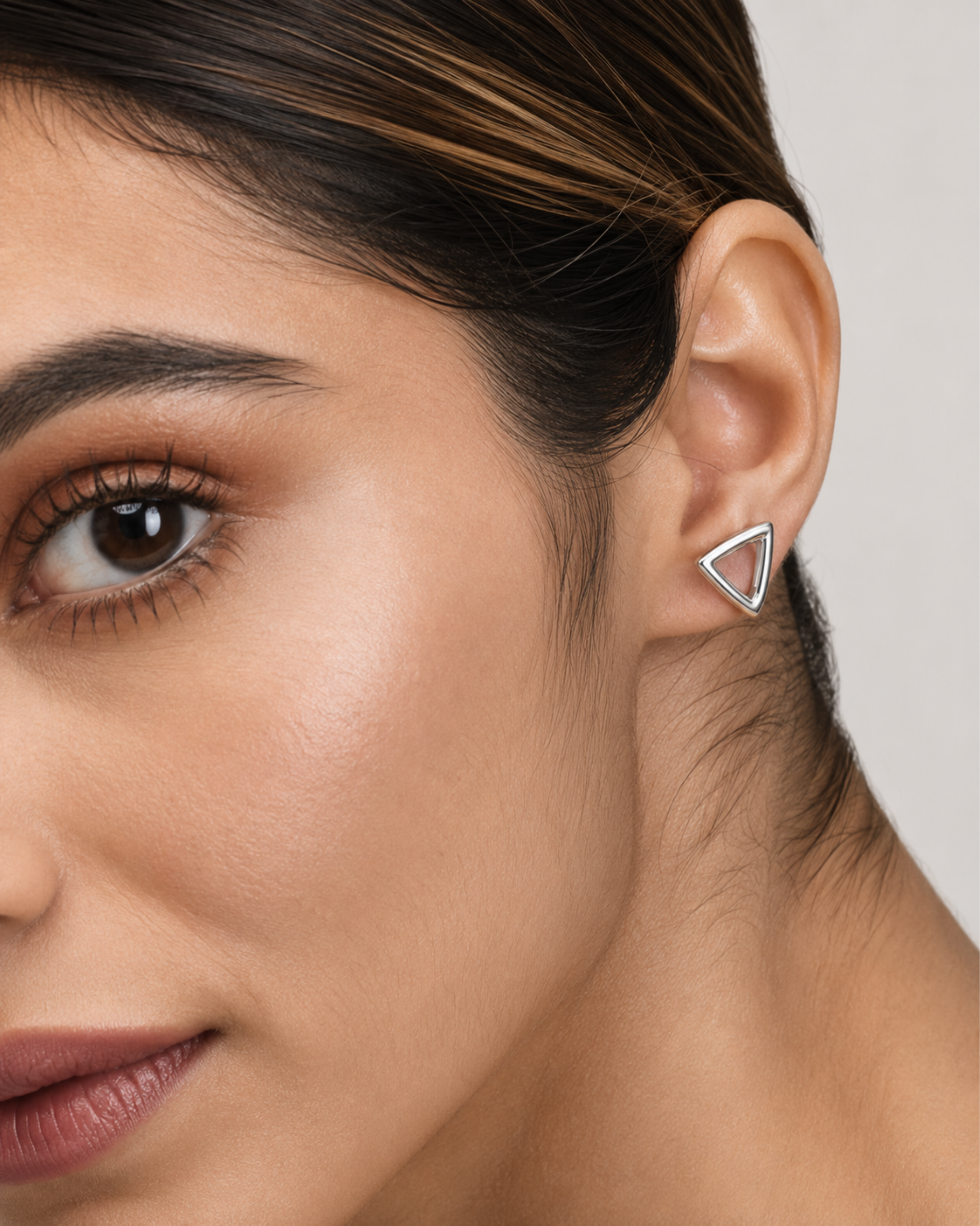 Nova Open Frame Silver Stud Earrings