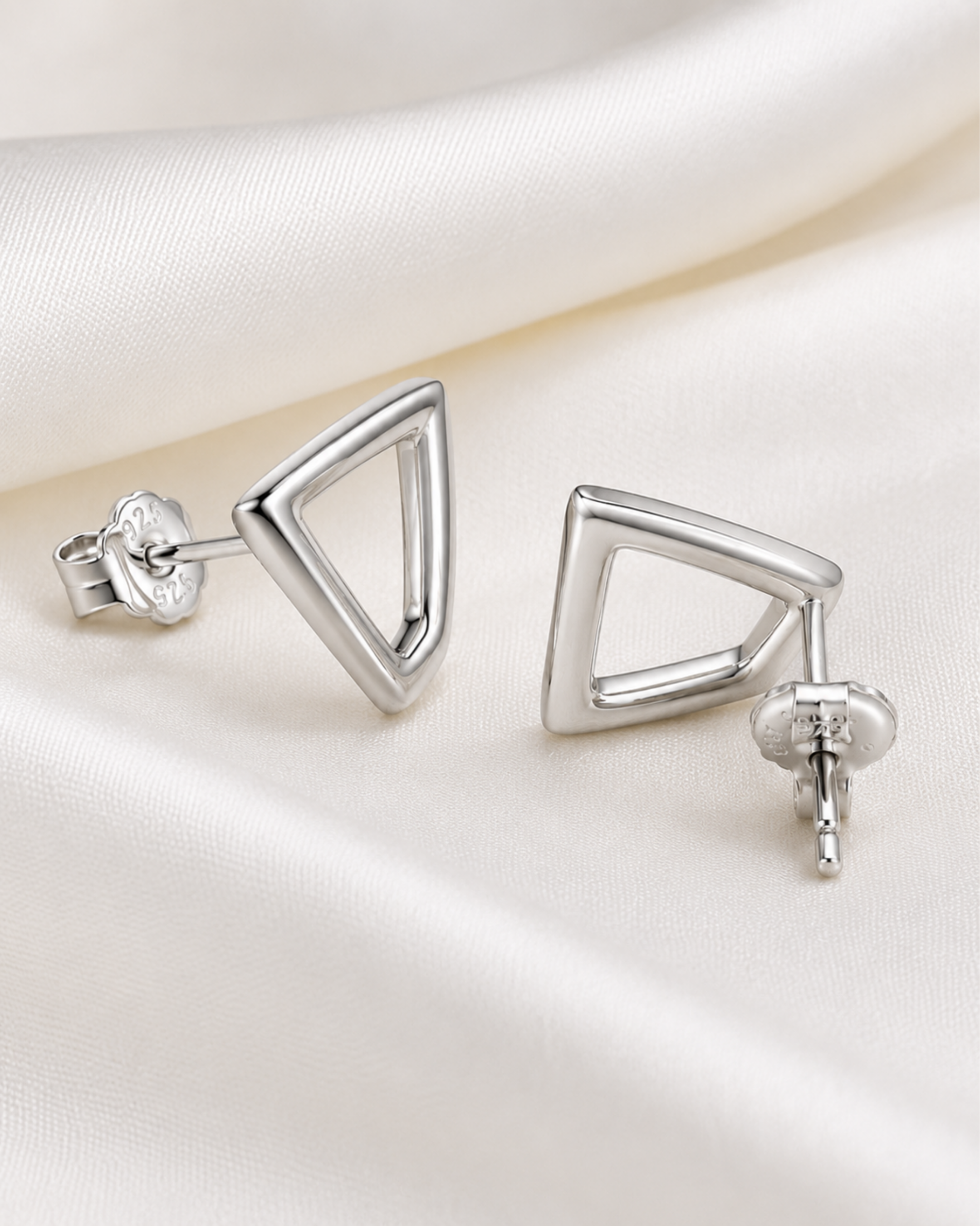 Nova Open Frame Silver Stud Earrings