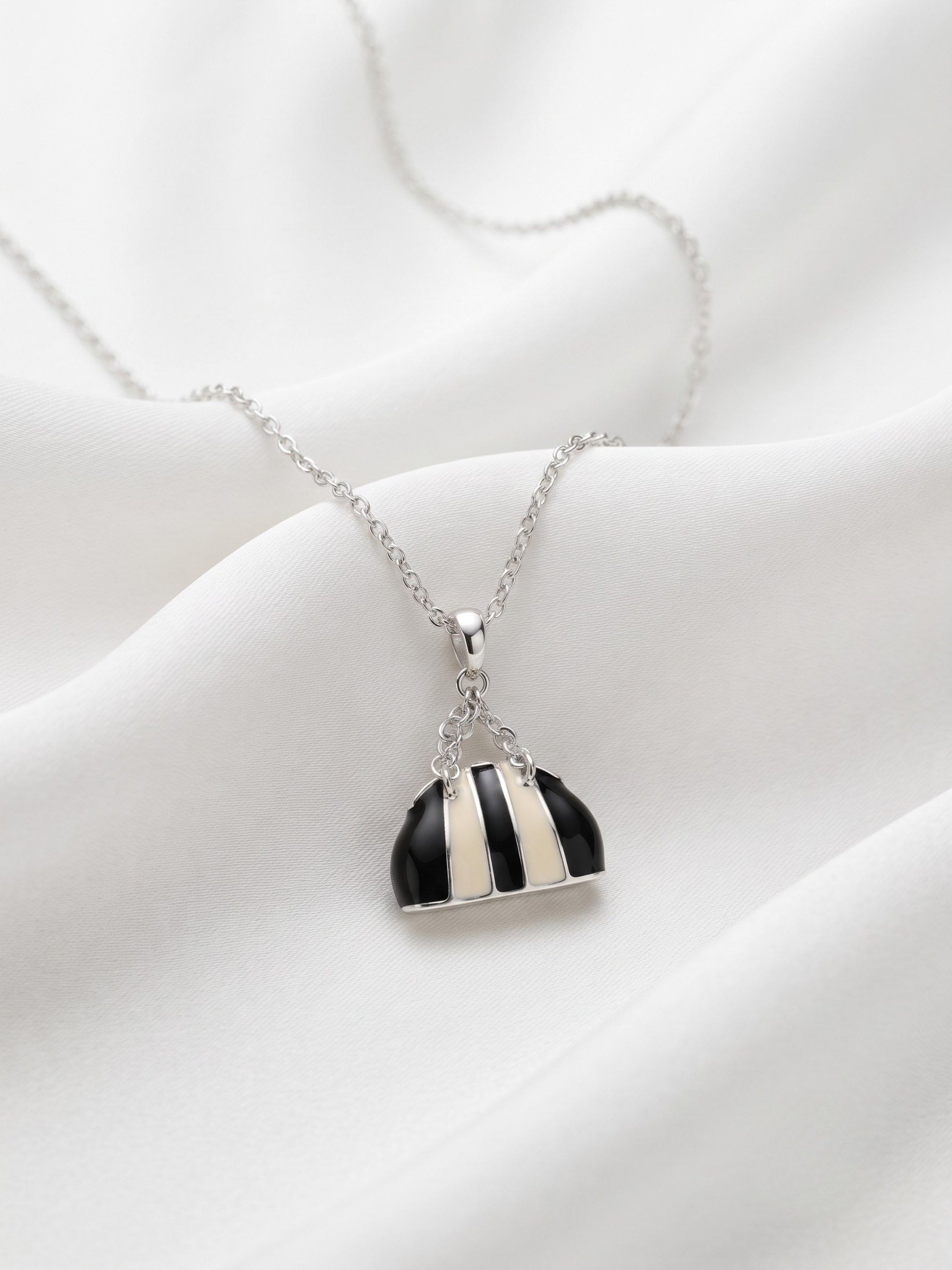 Noir Éclat Striped Silver Pendant