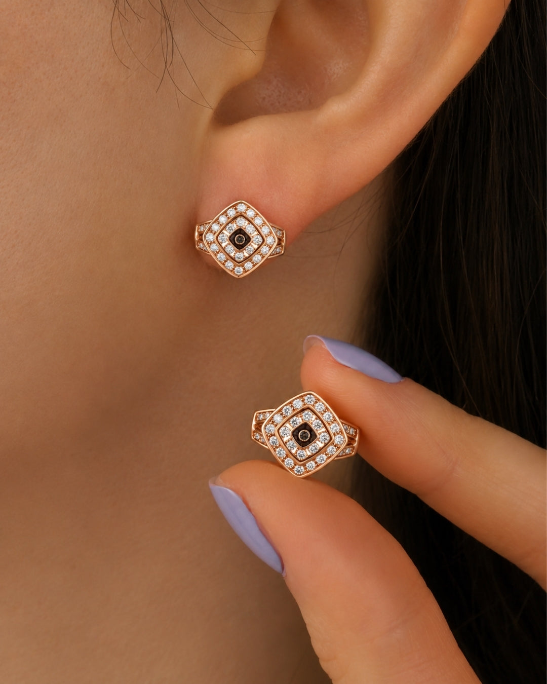 Noir Radiance Rose Gold Hoop Earrings