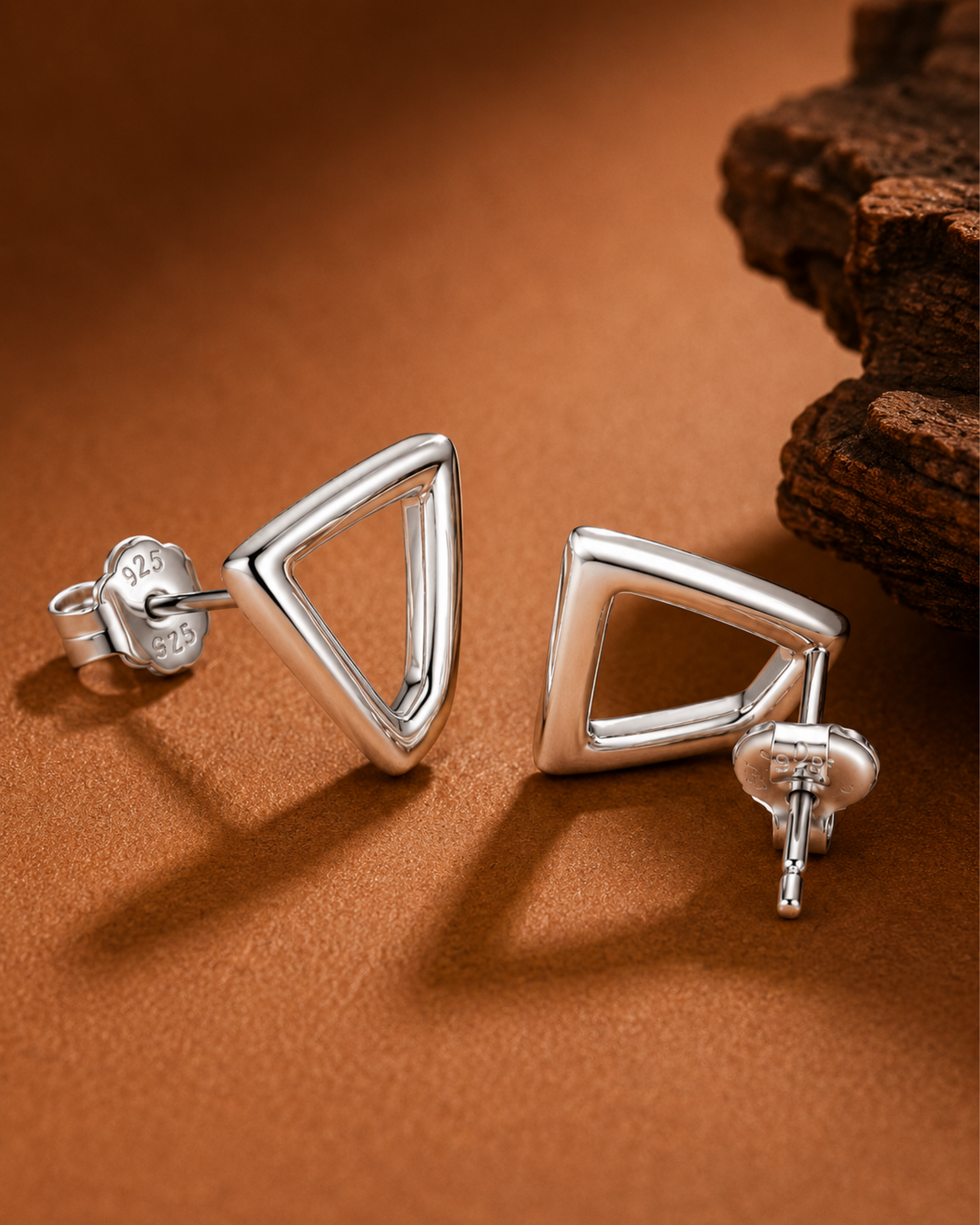 Nova Open Frame Silver Stud Earrings