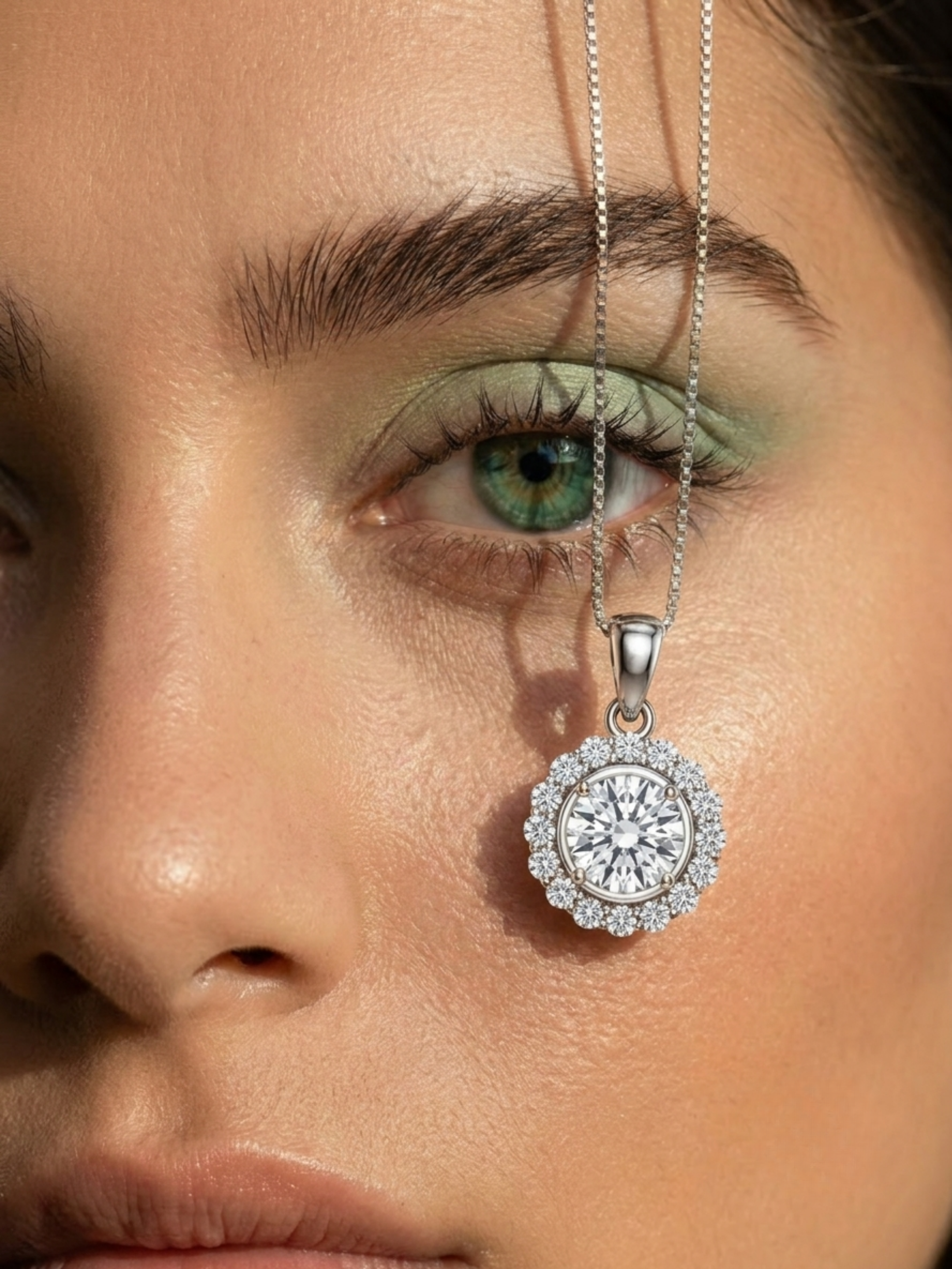 Classic Solitaire Halo Pendant
