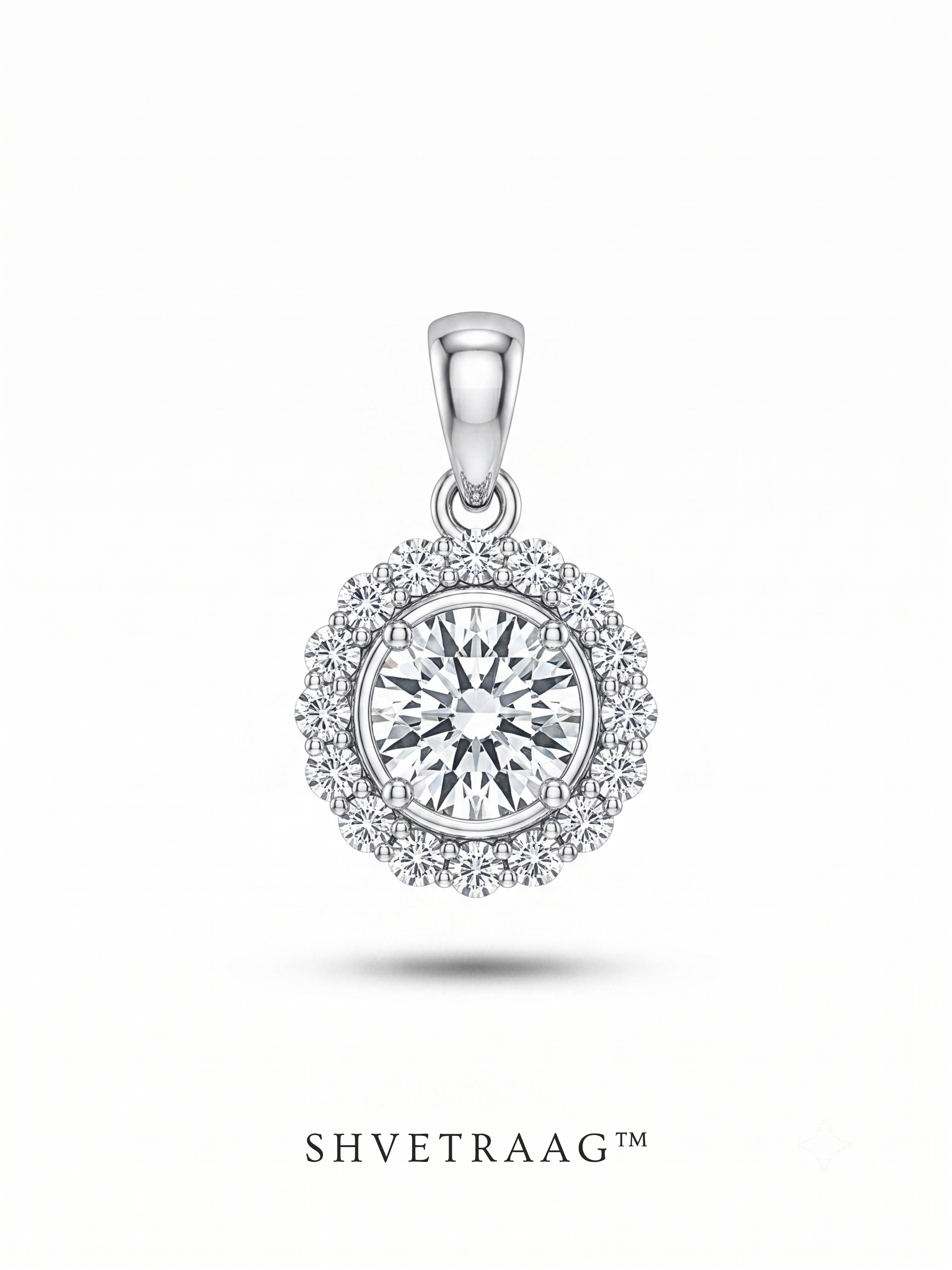Classic Solitaire Halo Pendant
