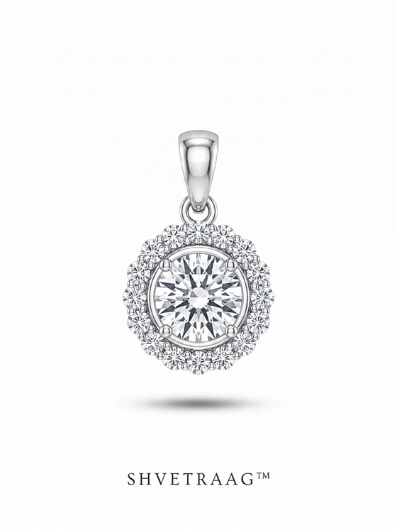 Classic Solitaire Halo Pendant