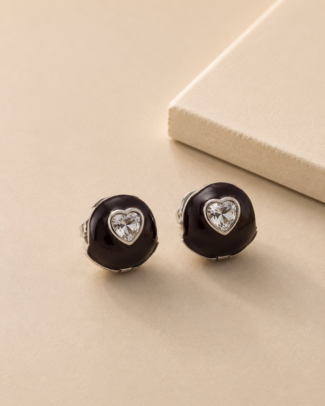 Midnight Heart Enamel Hoop Earring