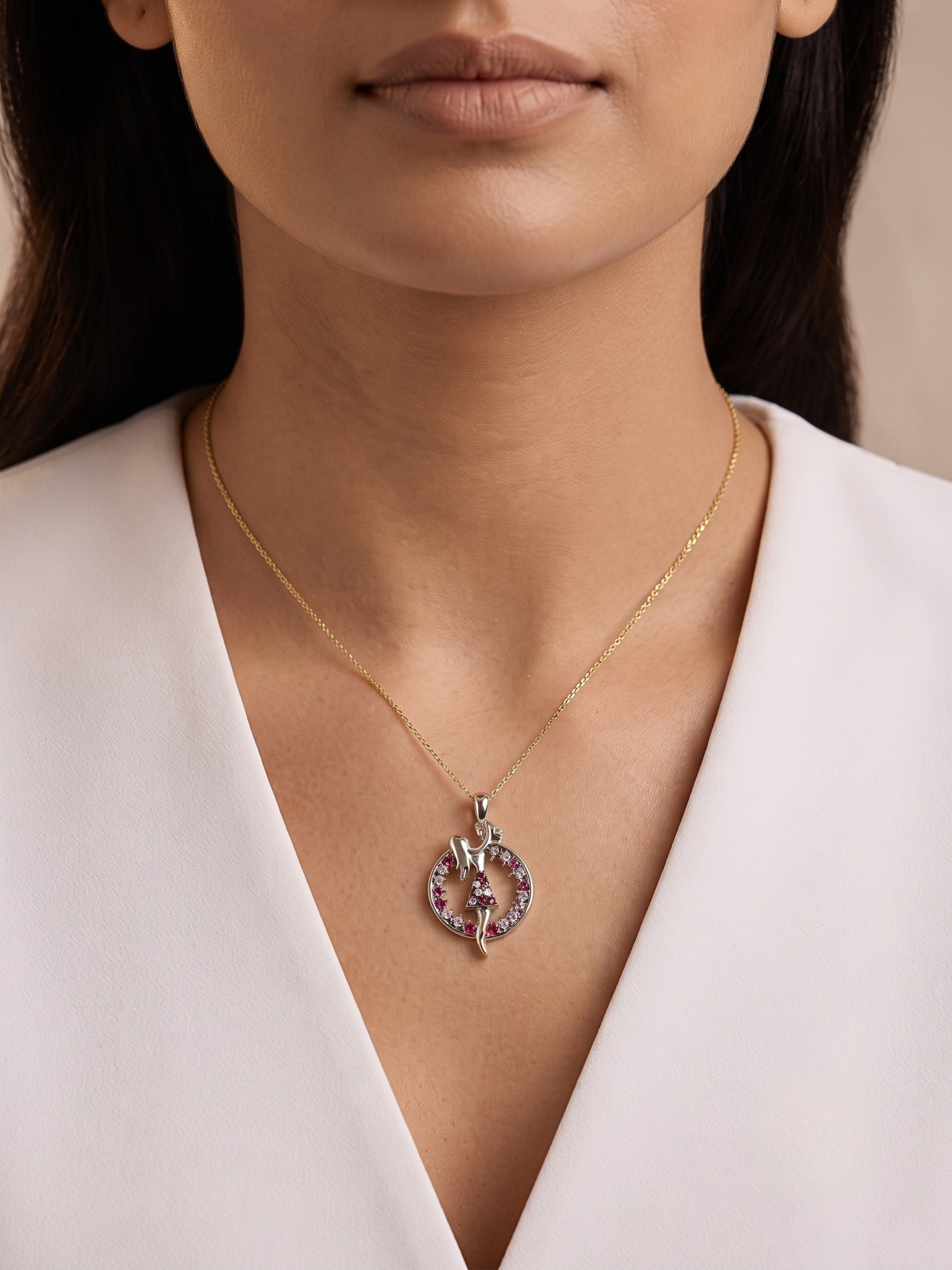 Celeste Dancer Silver Circle Pendant