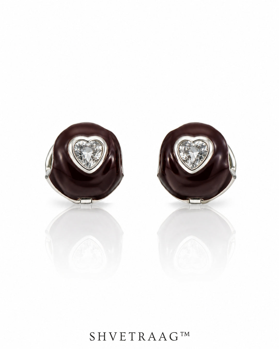 Midnight Heart Enamel Hoop Earring