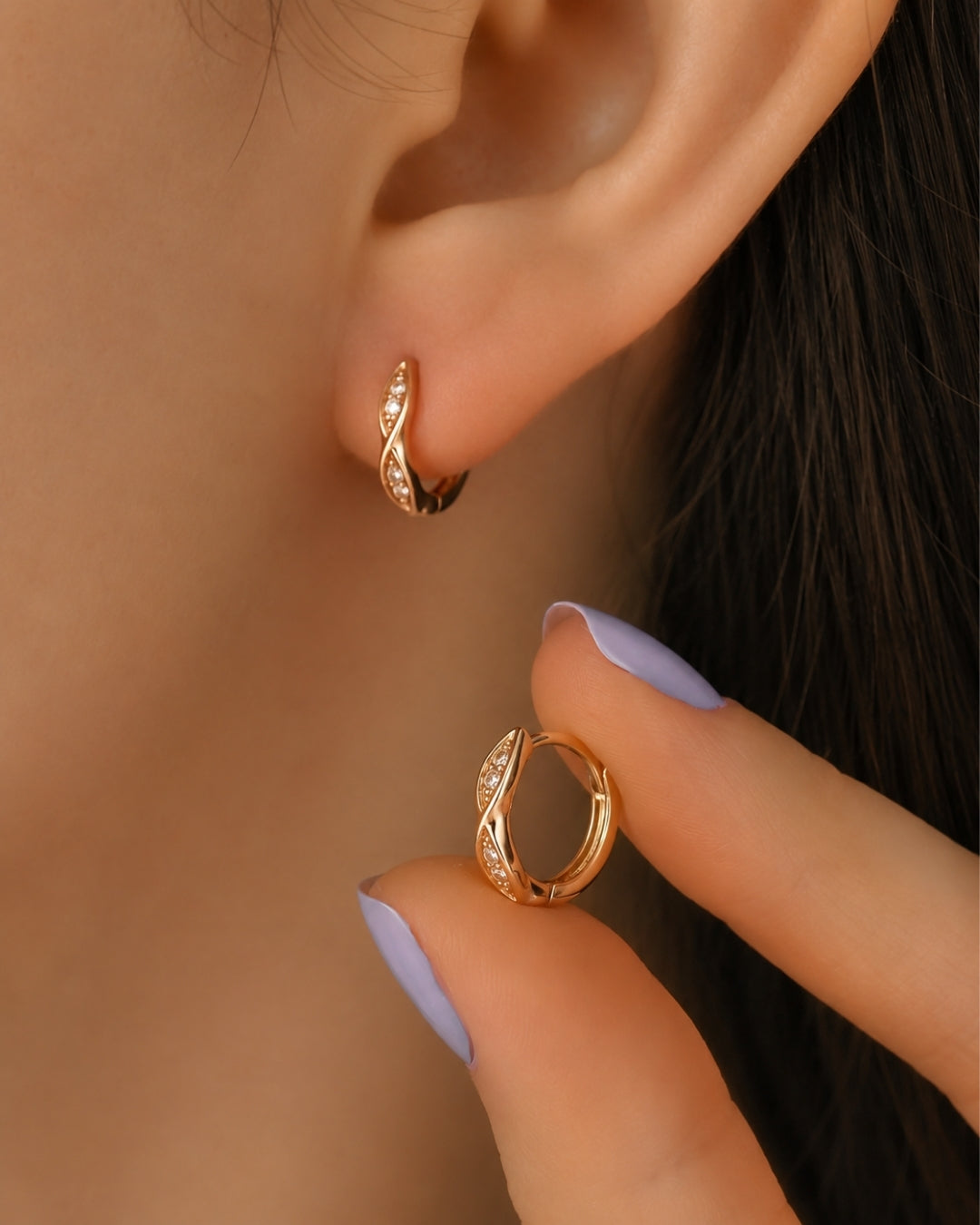Luminous Twist Rose Gold Hoop Earrings