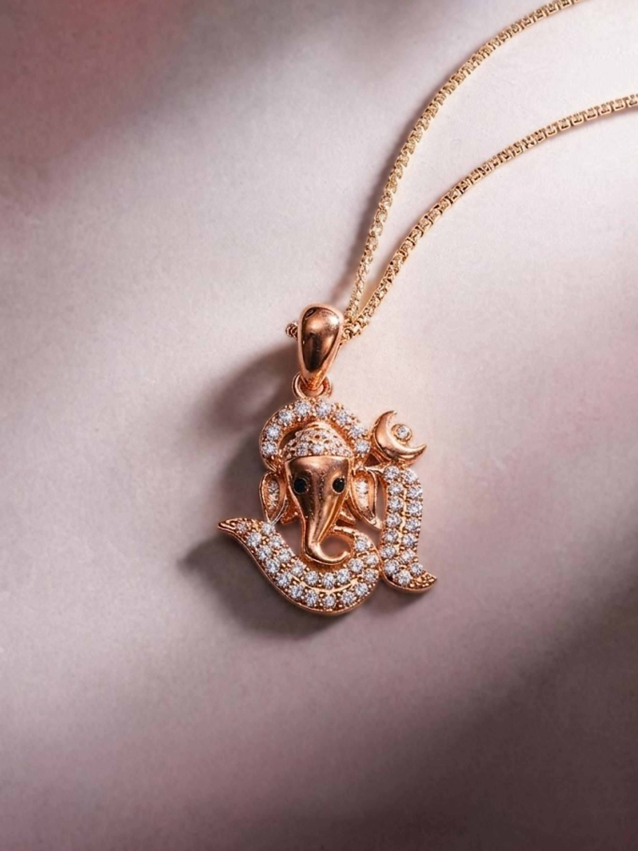 Divine Om Ganesha CZ Pendant Necklace