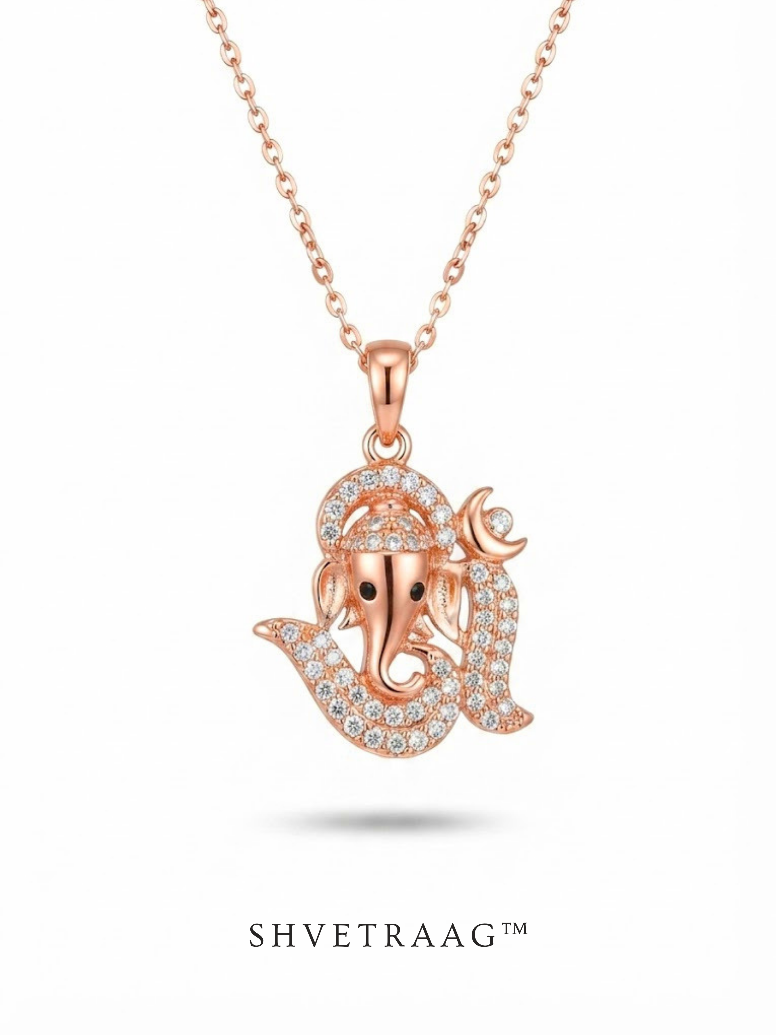 Divine Om Ganesha CZ Pendant Necklace