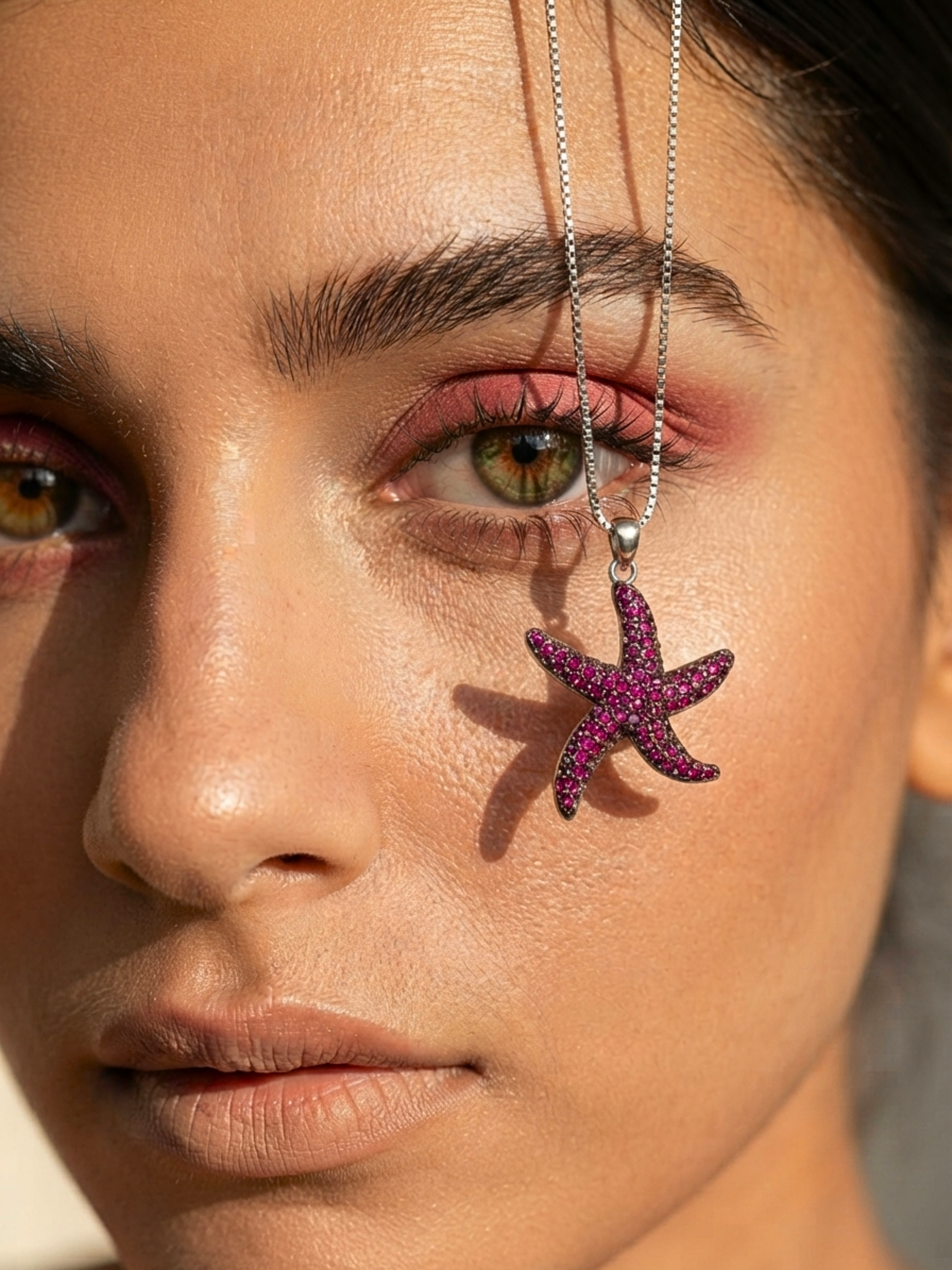 Maris Bloom Pink Starfish Silver Pendant