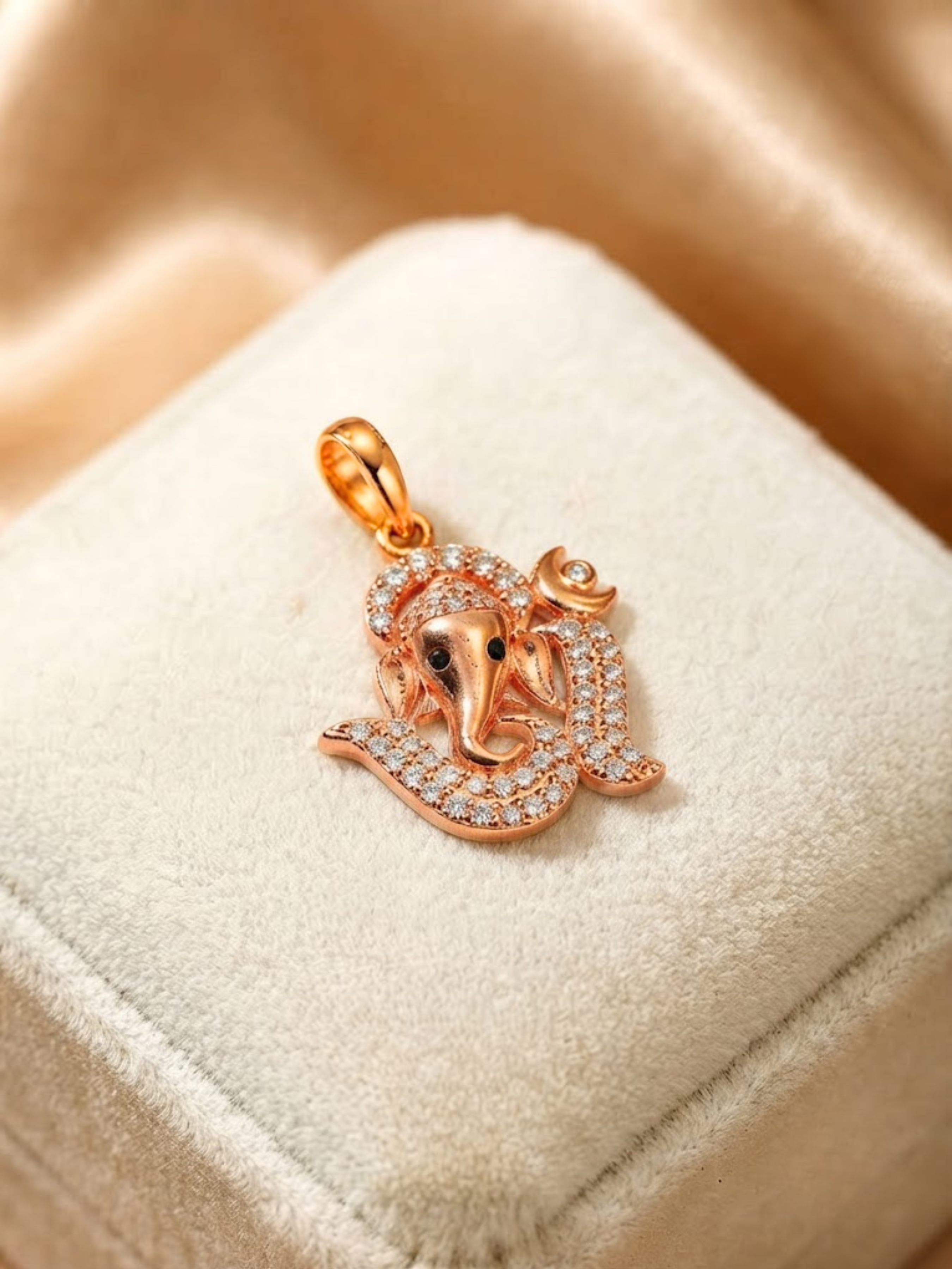 Divine Om Ganesha CZ Pendant Necklace