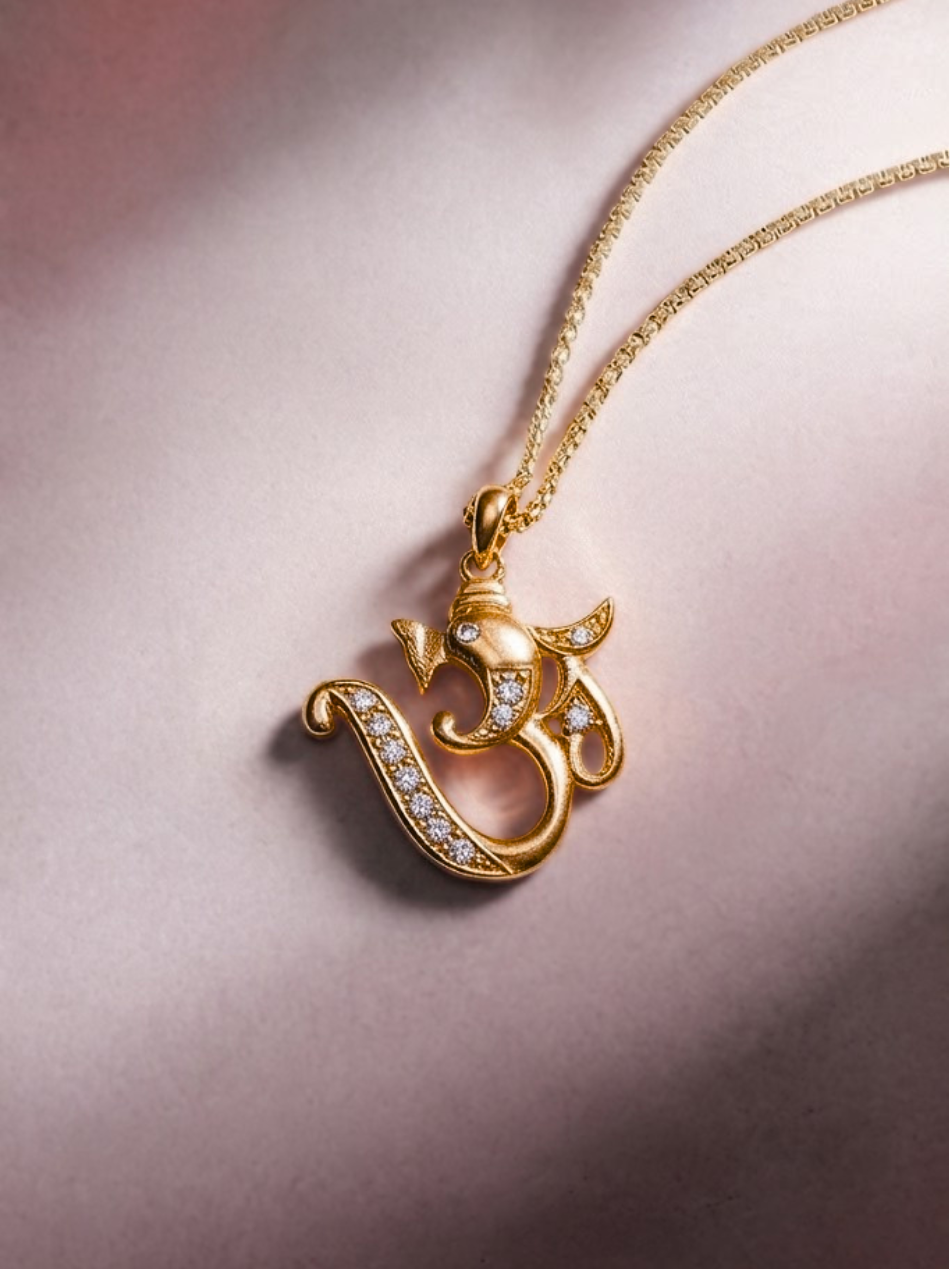 Divine Om Ganesha CZ Pendant Necklace