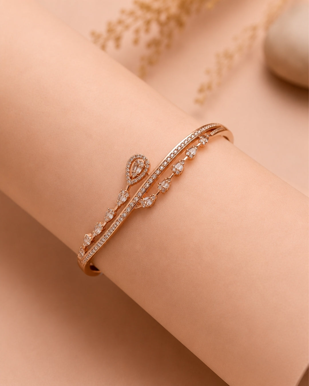 Seraphina Pear Open Cuff Bracelet