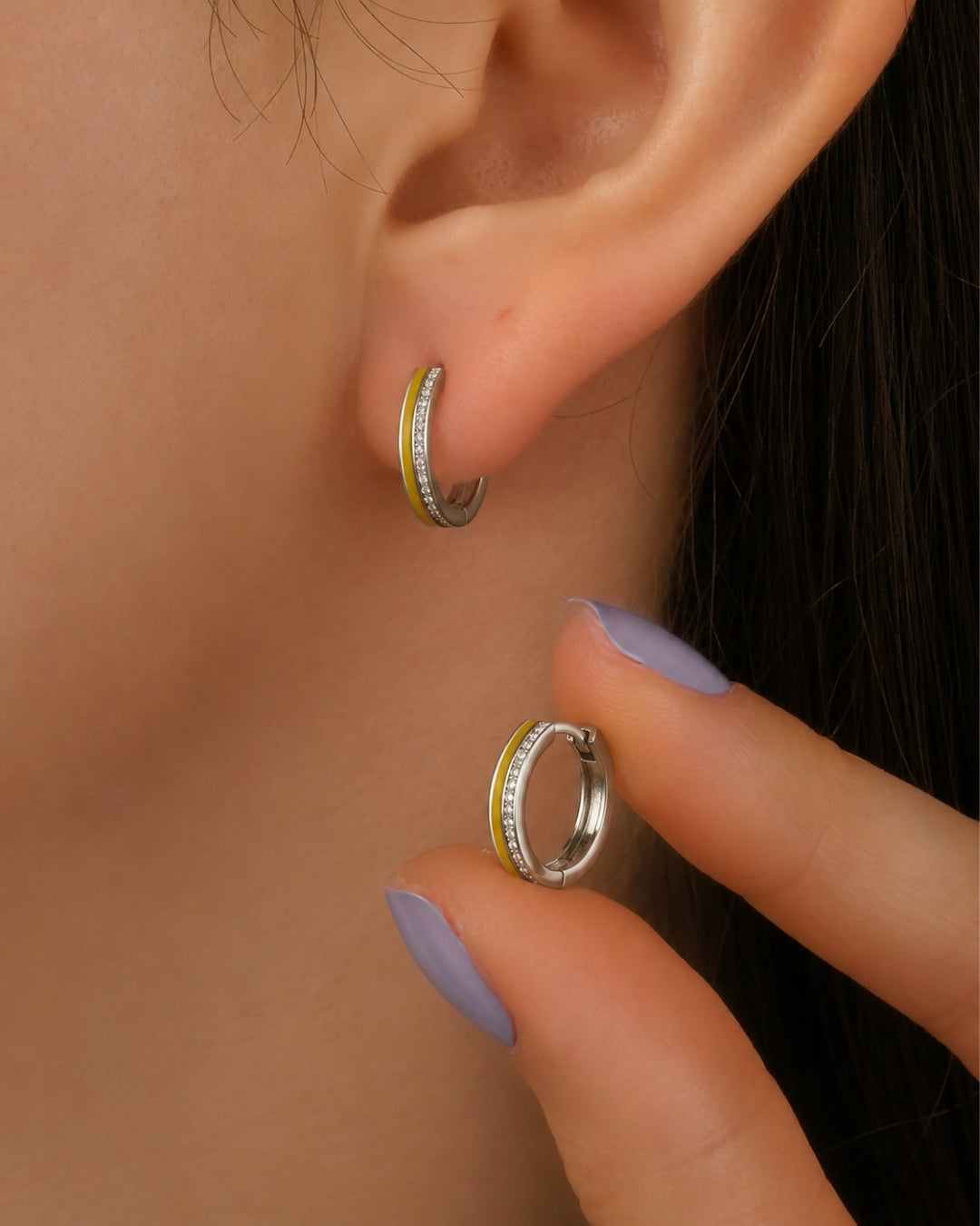 Citrine Glow Huggie Hoop Earrings