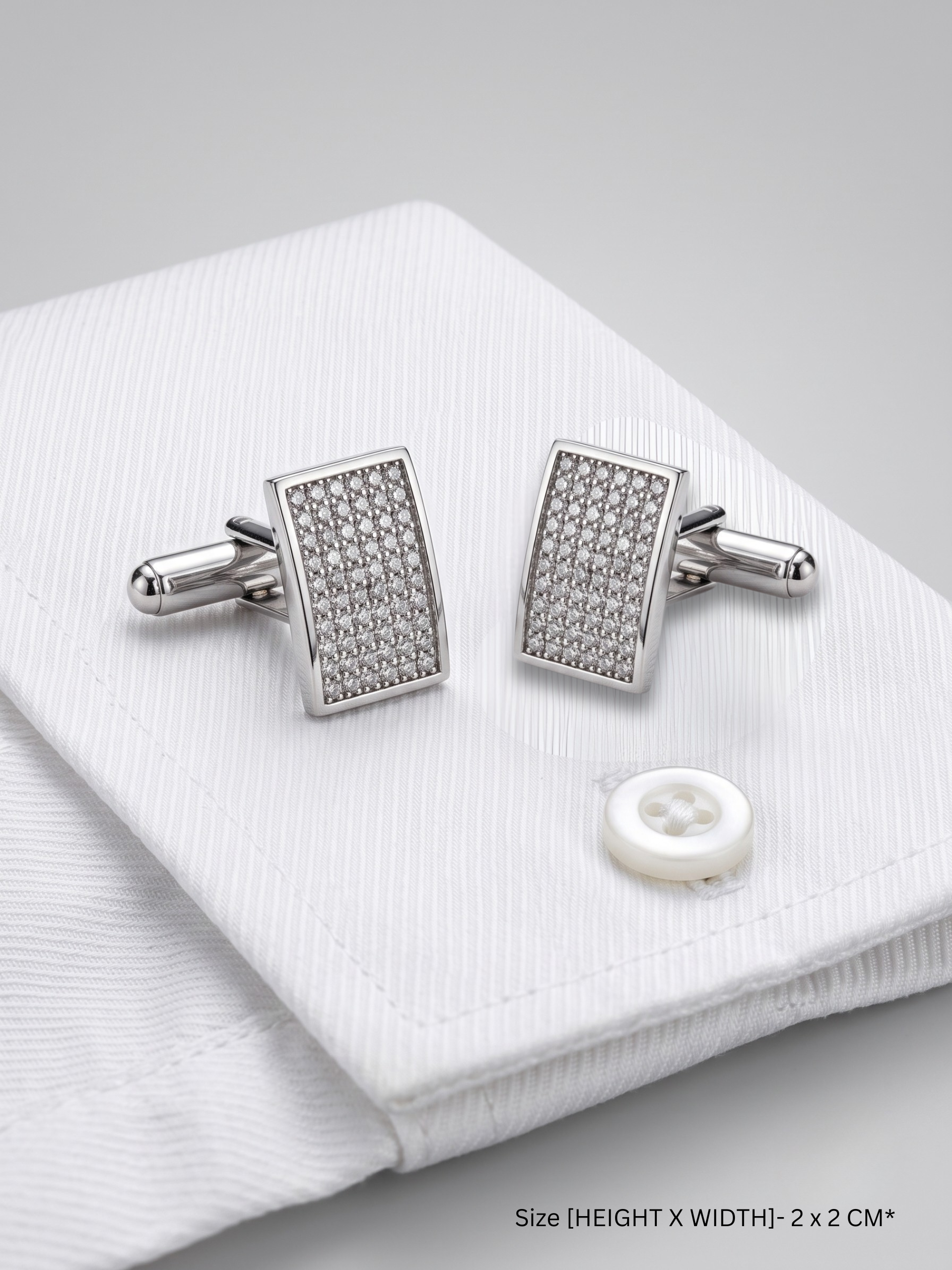 Shvetraag 92.5 Sterling Silver Pavé Rectangle Cufflinks for Men