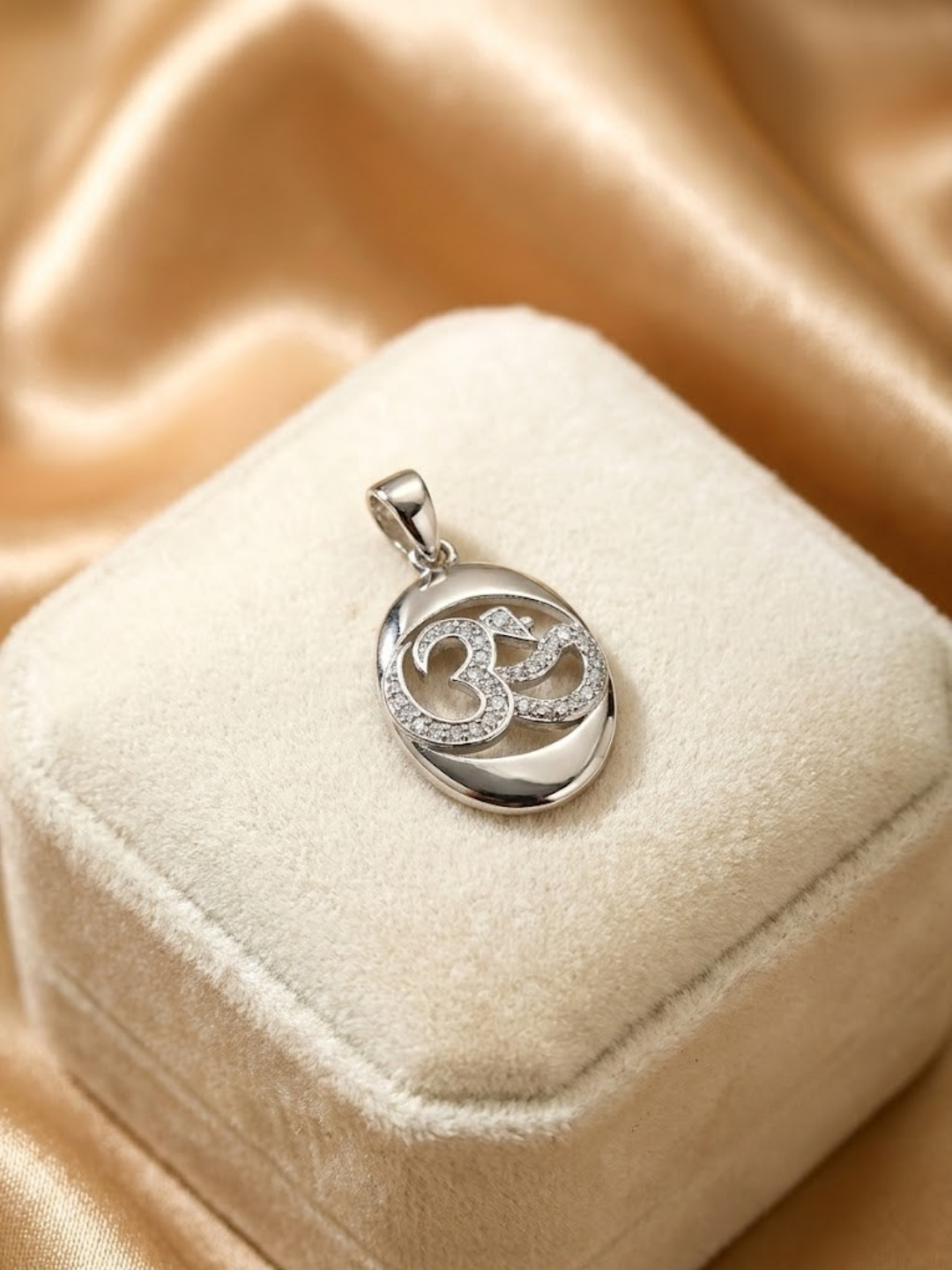 Divine Om CZ Silver Pendant Necklace