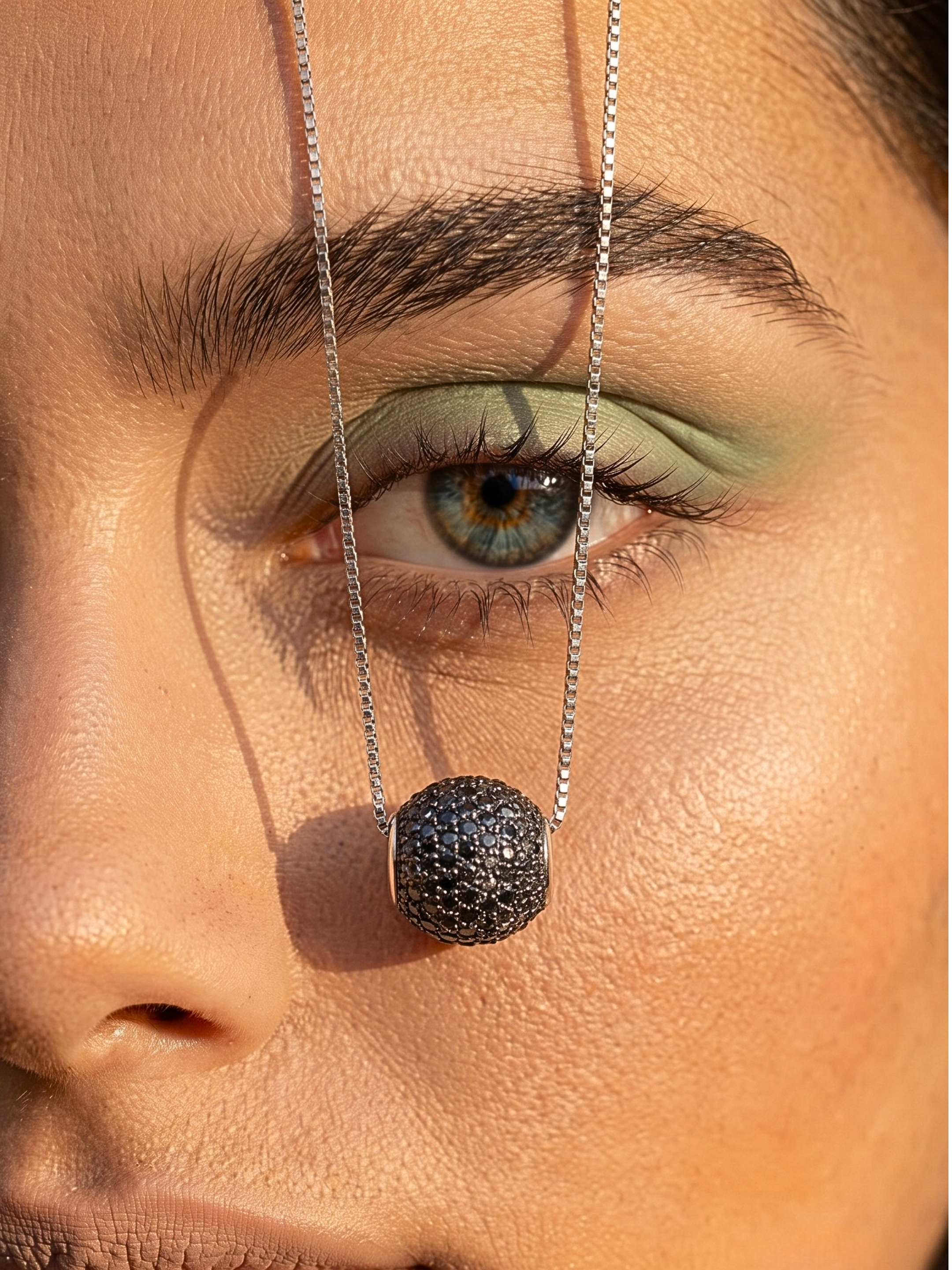 Midnight Pavé Sphere Charm Necklace