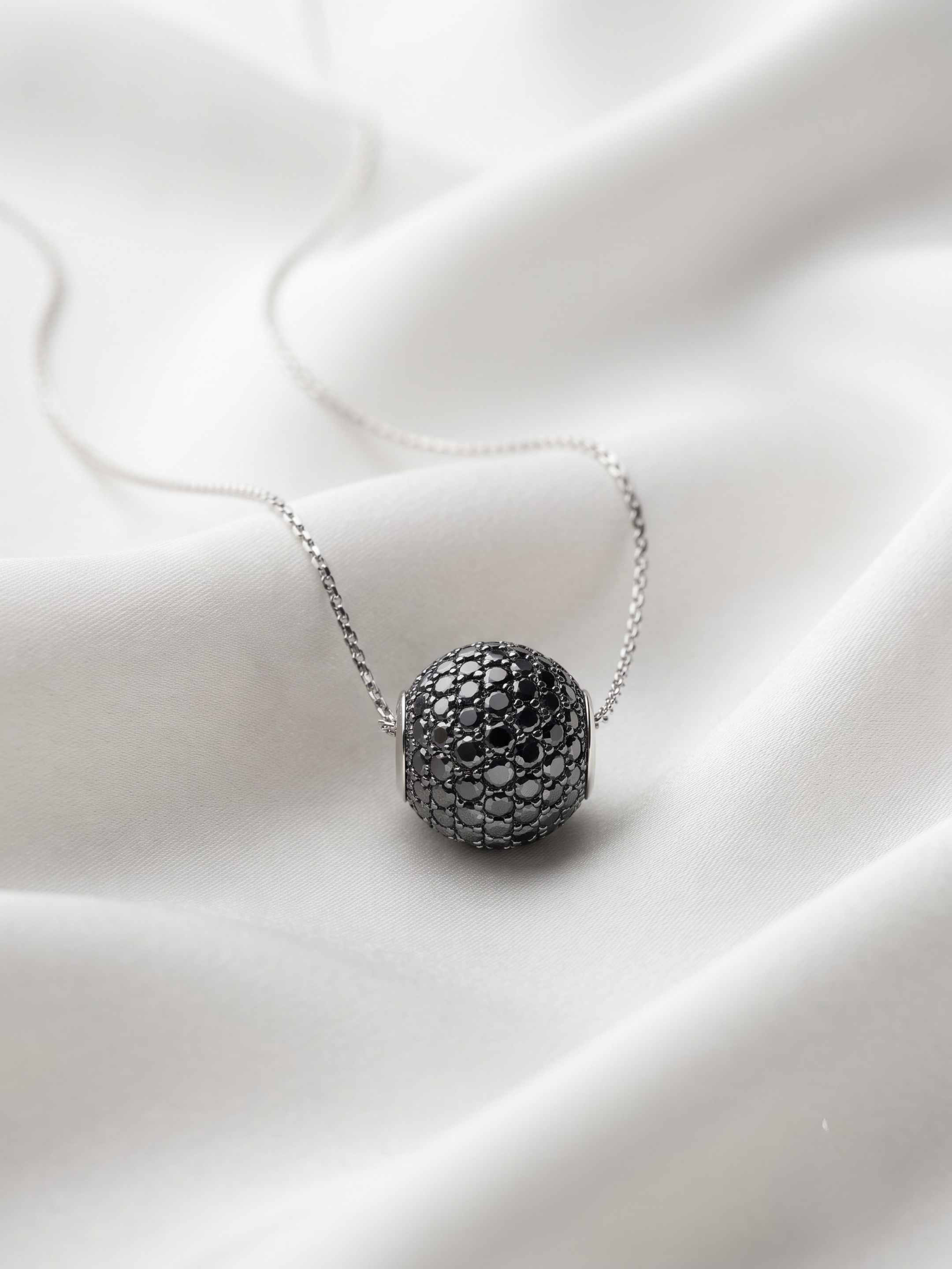 Midnight Pavé Sphere Charm Necklace