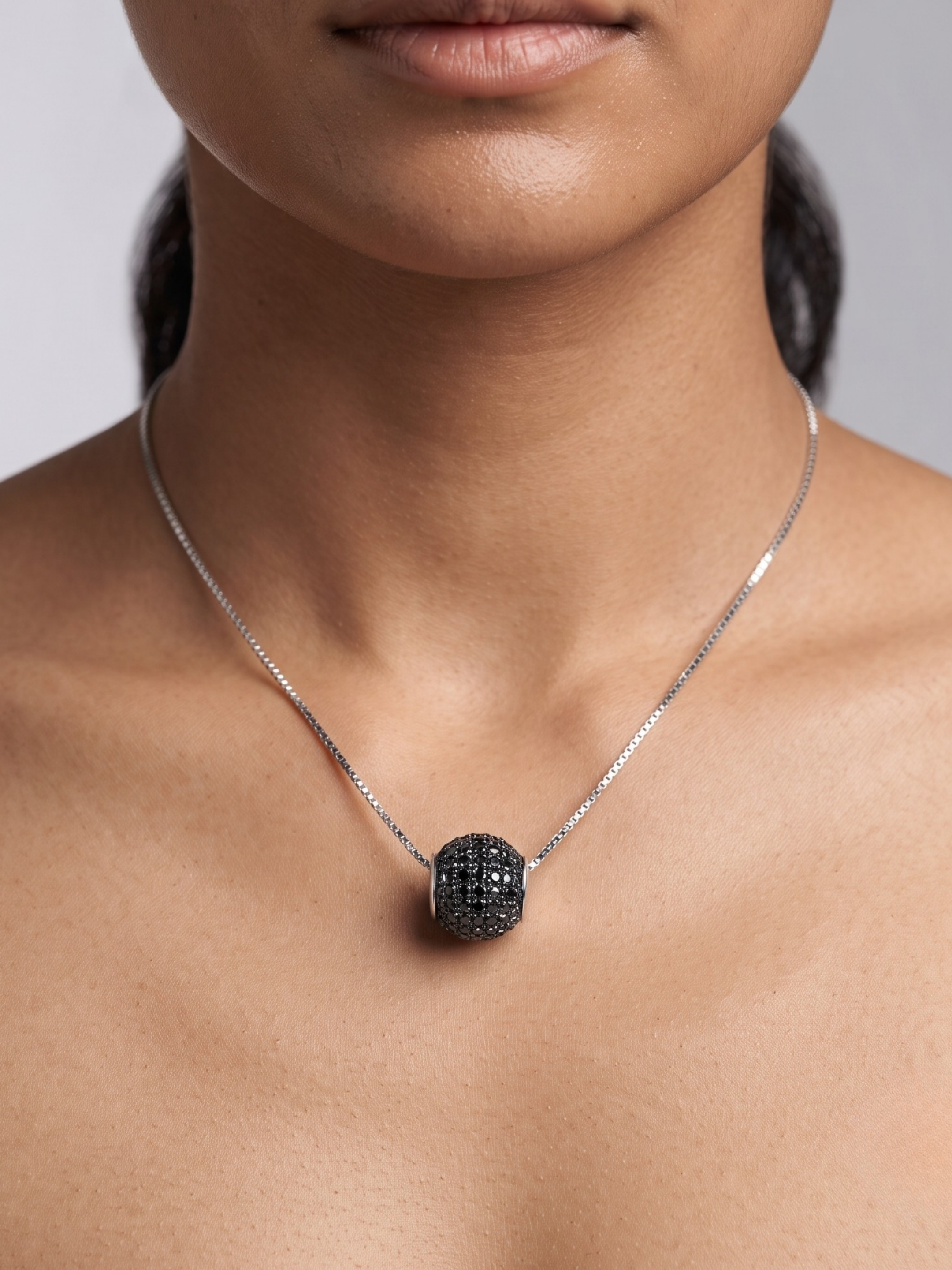 Midnight Pavé Sphere Charm Necklace