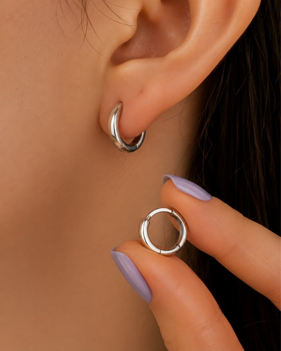 Luna Edge Huggie Hoop Earrings