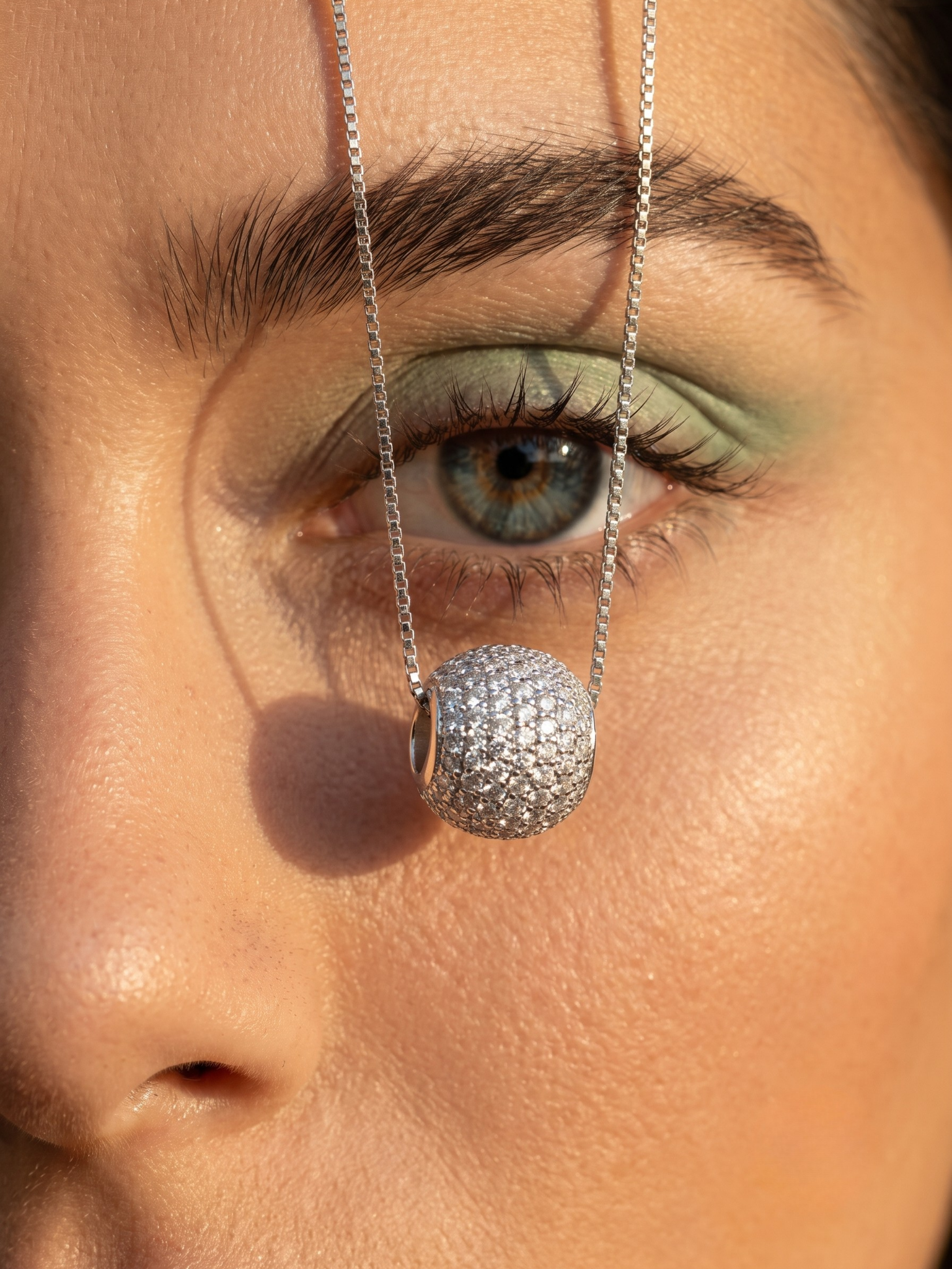 Celestial Pavé Sphere Charm Necklace