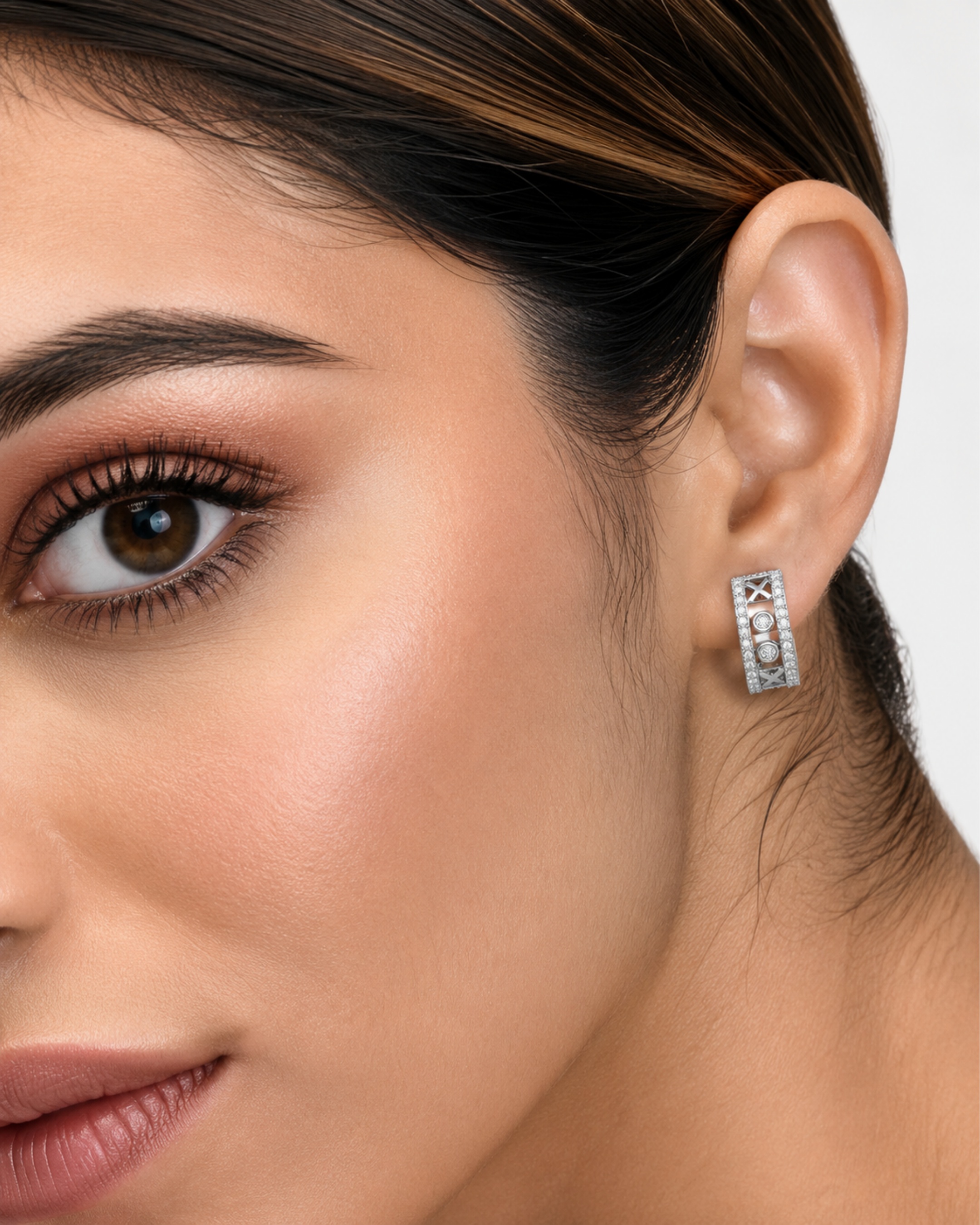 Celeste Roman Crystal Half Hoop Earrings