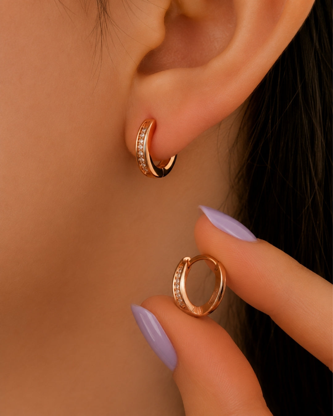 Rosé Gleam Huggie Hoop Earrings