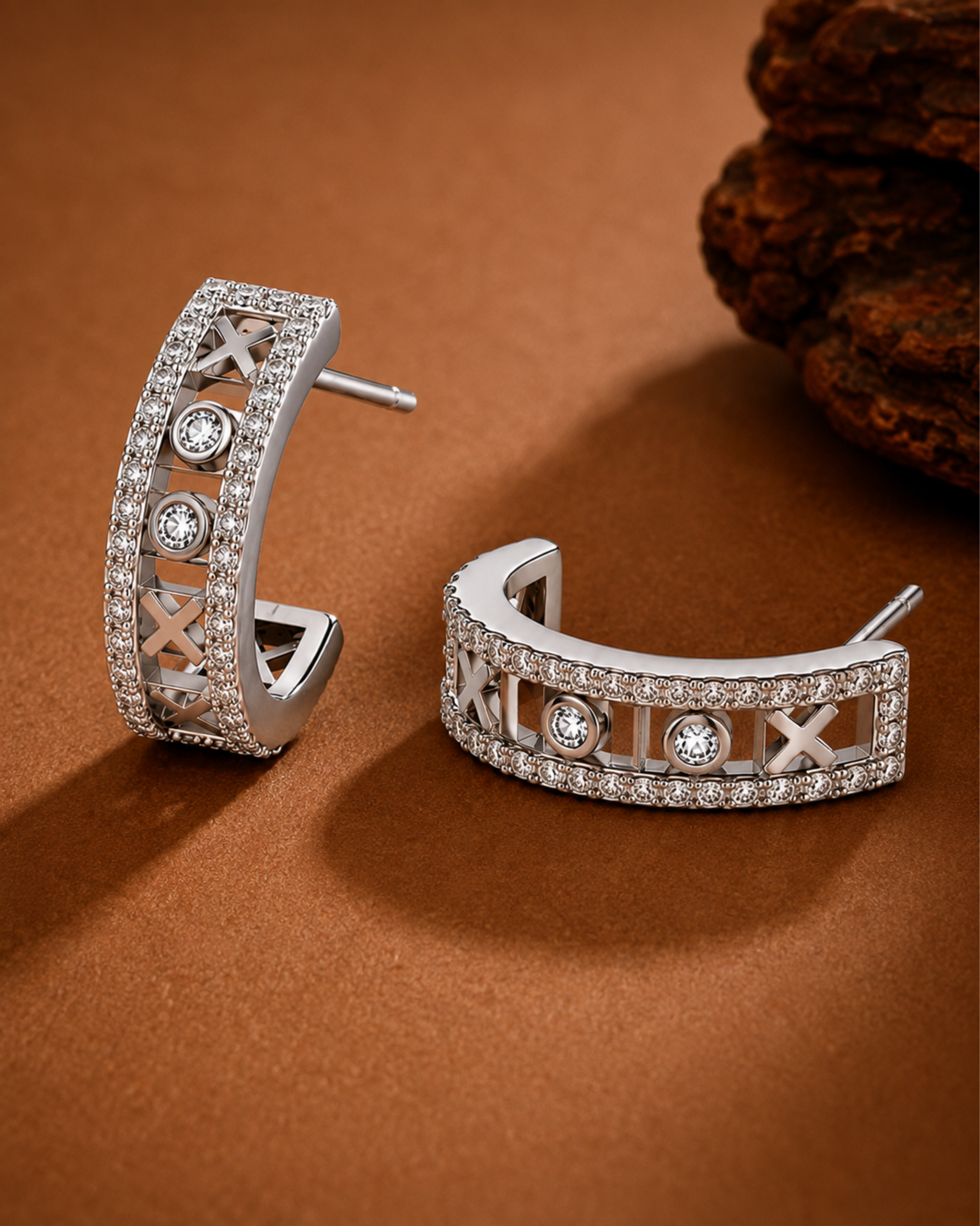 Celeste Roman Crystal Half Hoop Earrings