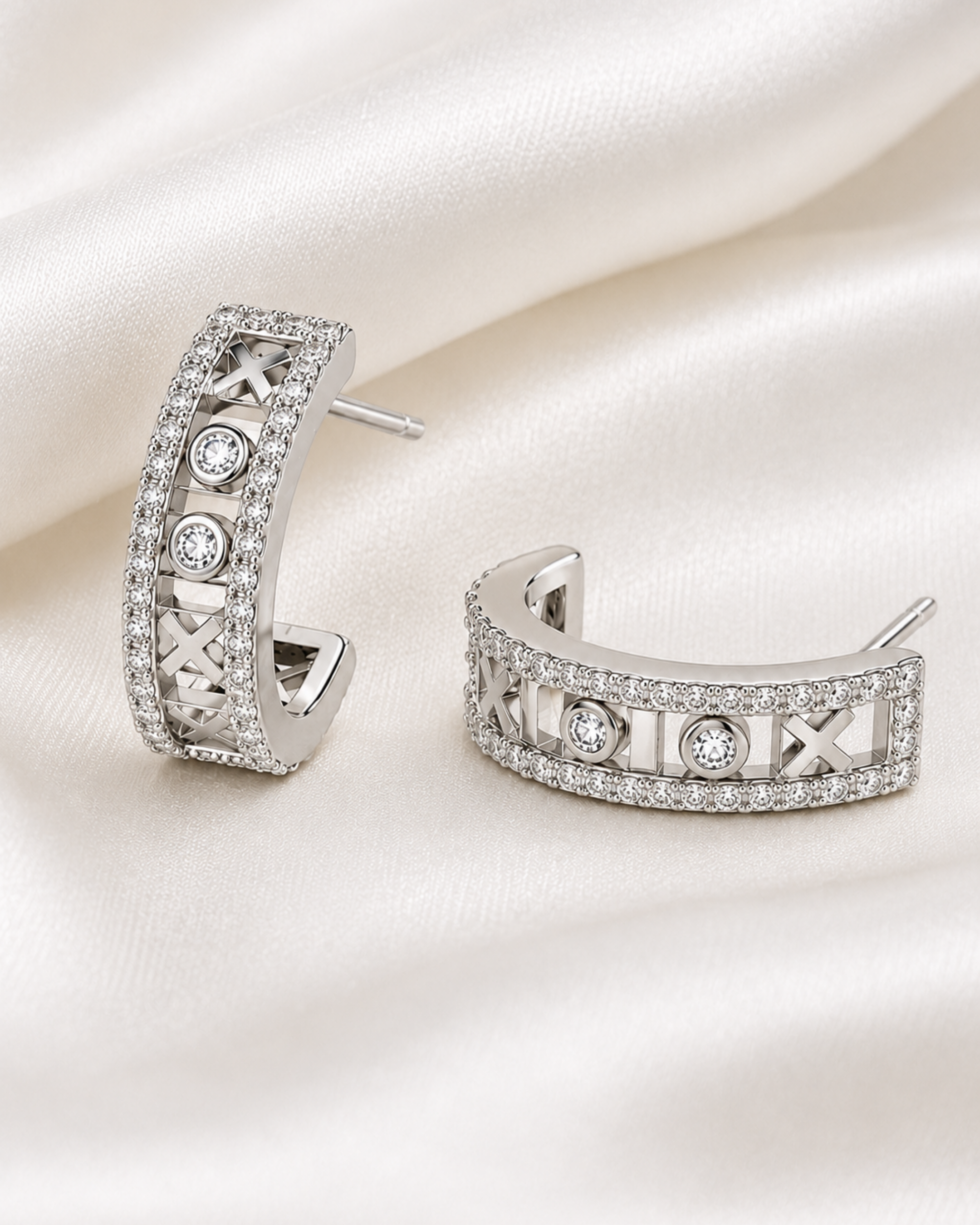 Celeste Roman Crystal Half Hoop Earrings