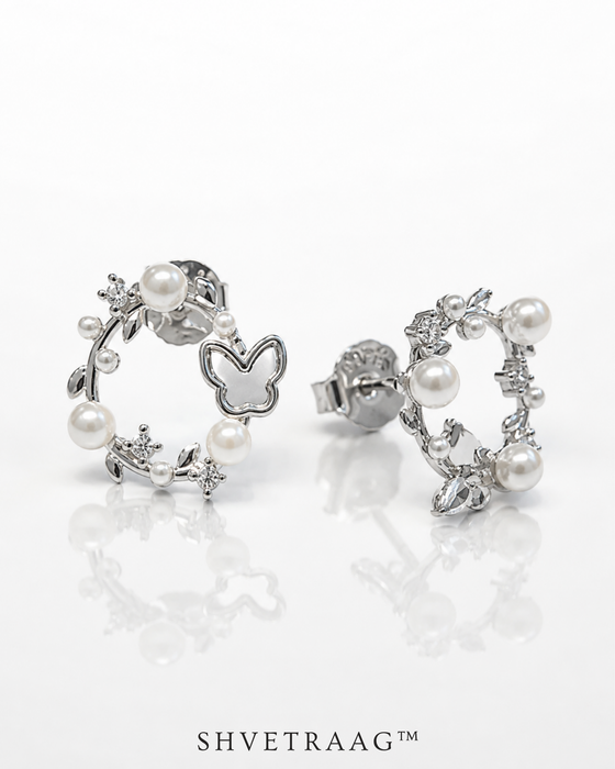 Butterfly Pearl Bloom Stud Earrings